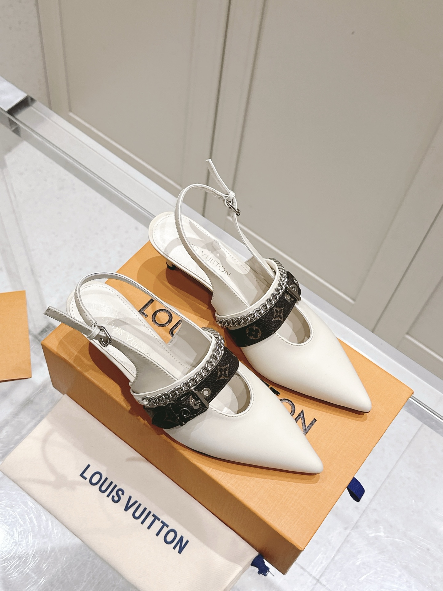 Louis Vuitton Vibe Slingback Flat Ballerina   Colors Vanilla