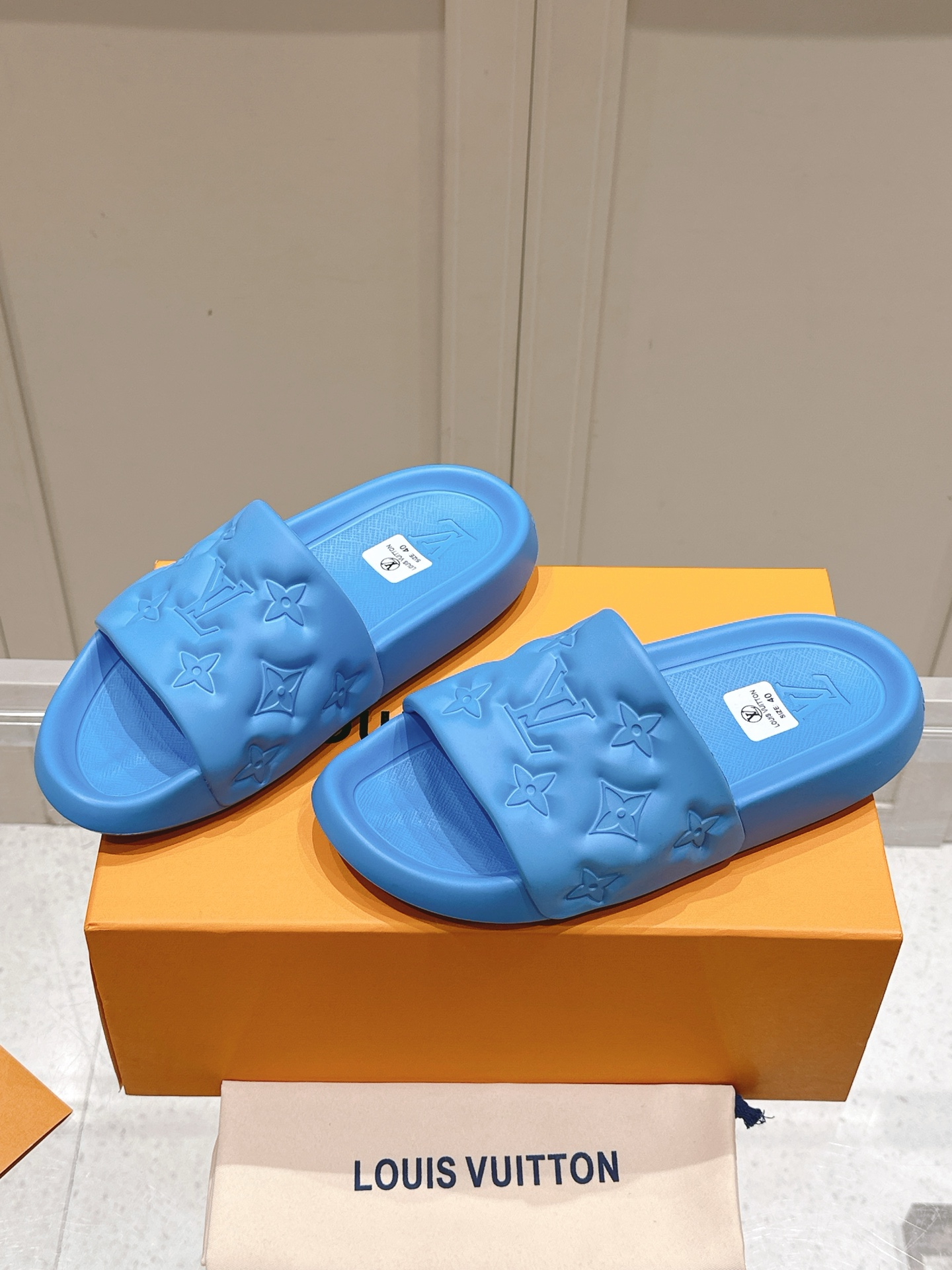 Louis Vuitton Waterfront Mule Sandals Pool Slides blue