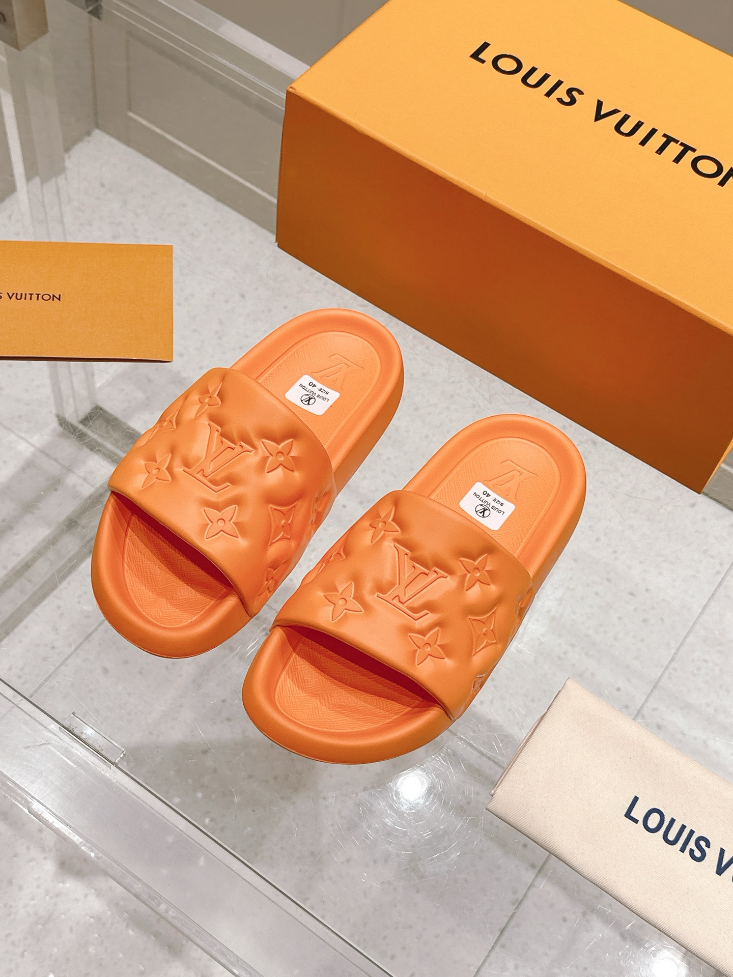 Louis Vuitton Orange Padded Slides