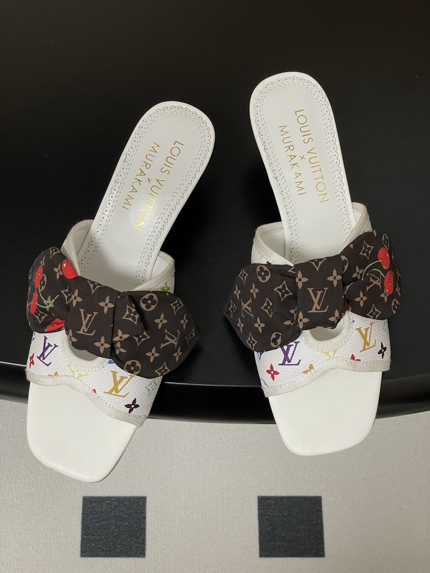 Louis Vuitton White Monogram Cherry Bow Heel Sandals for Women