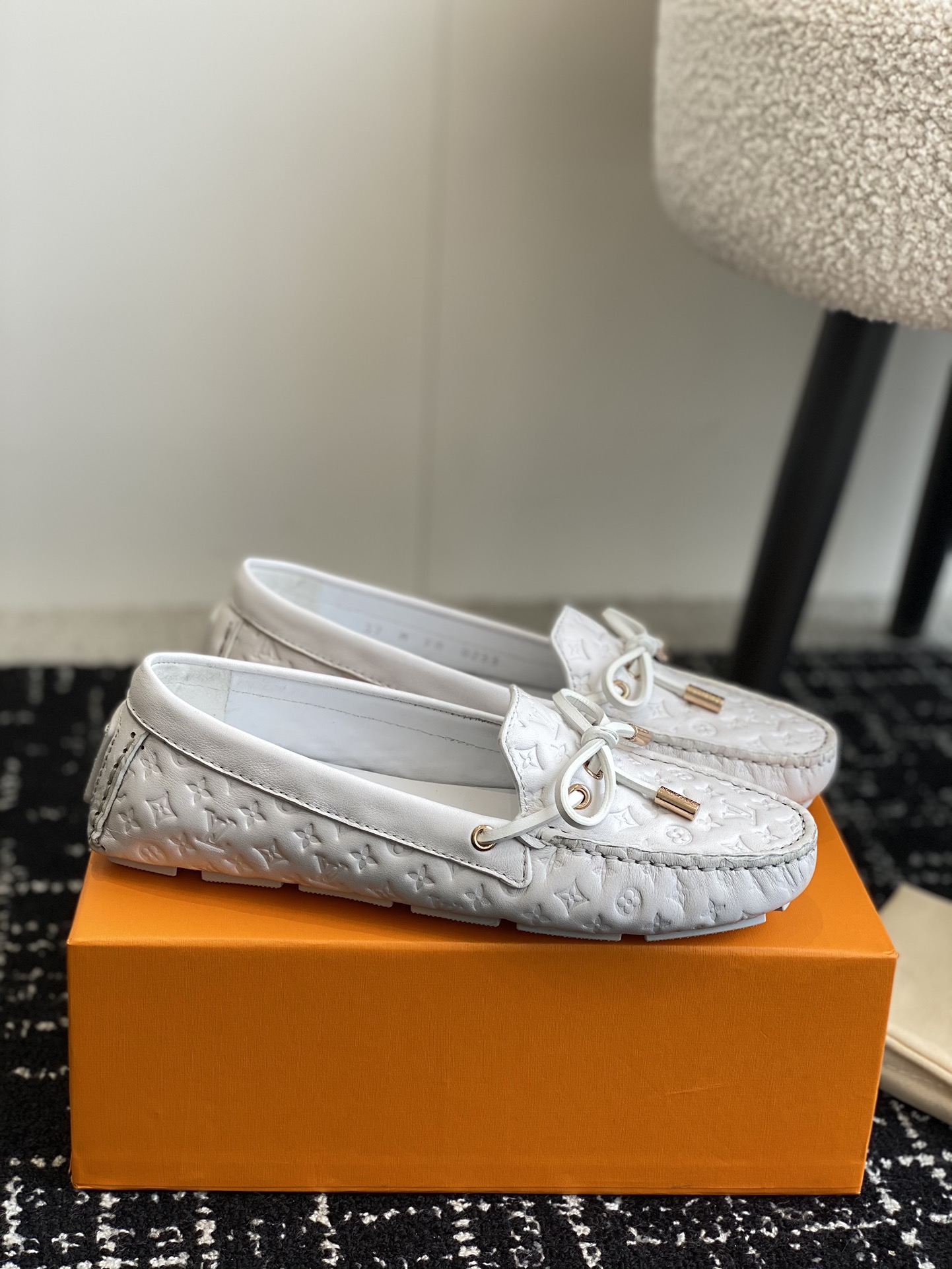 Louis Vuitton White Monogram Embossed Leather Loafers