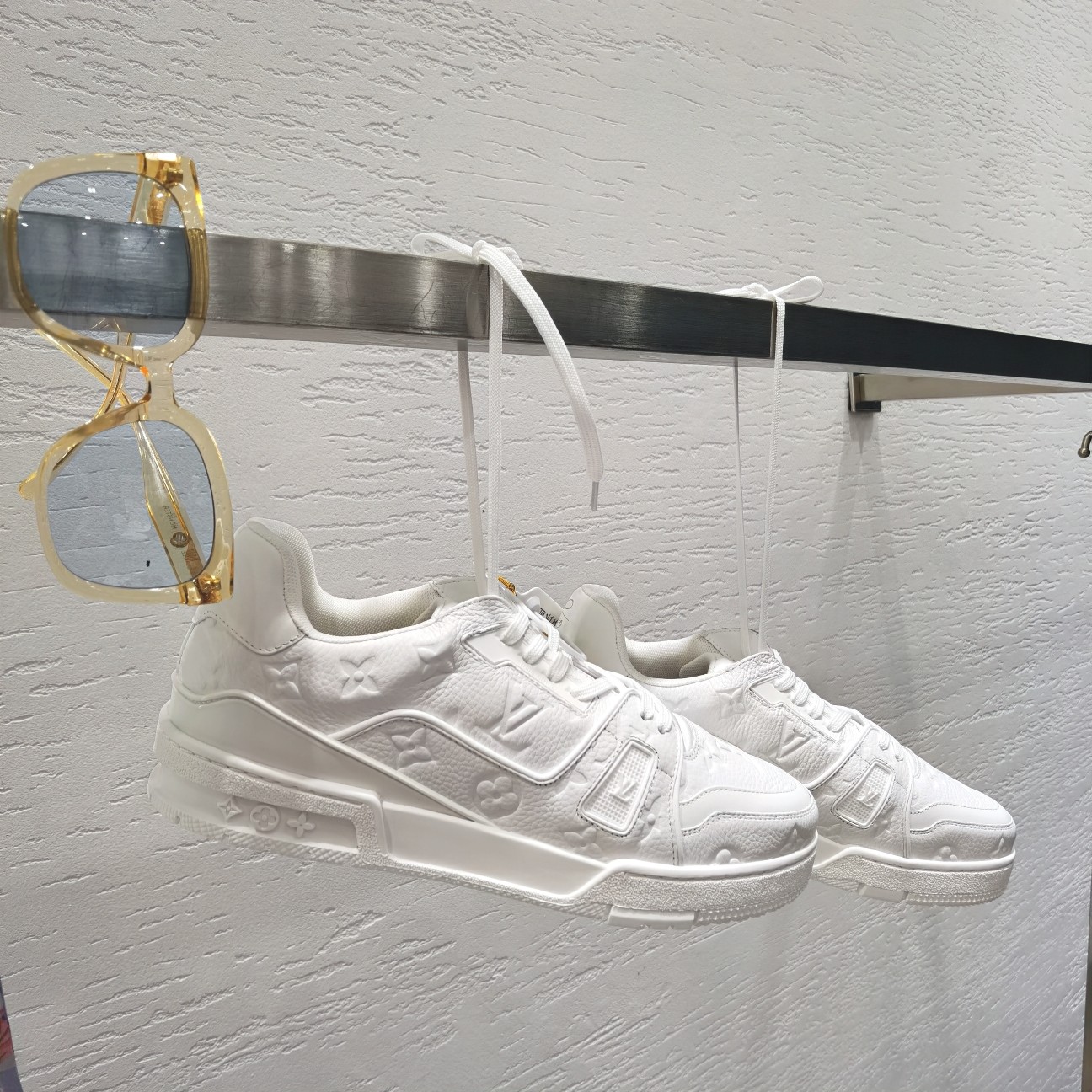 Louis Vuitton White Monogram Embossed Leather Sneakers