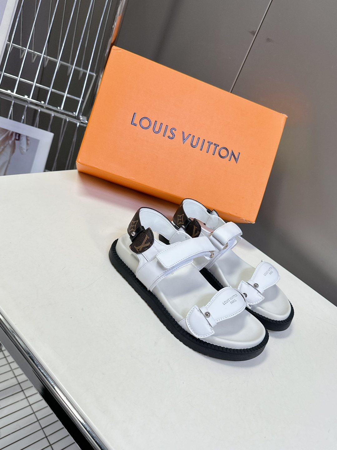 Louis Vuitton White Monogram Strap Sandals