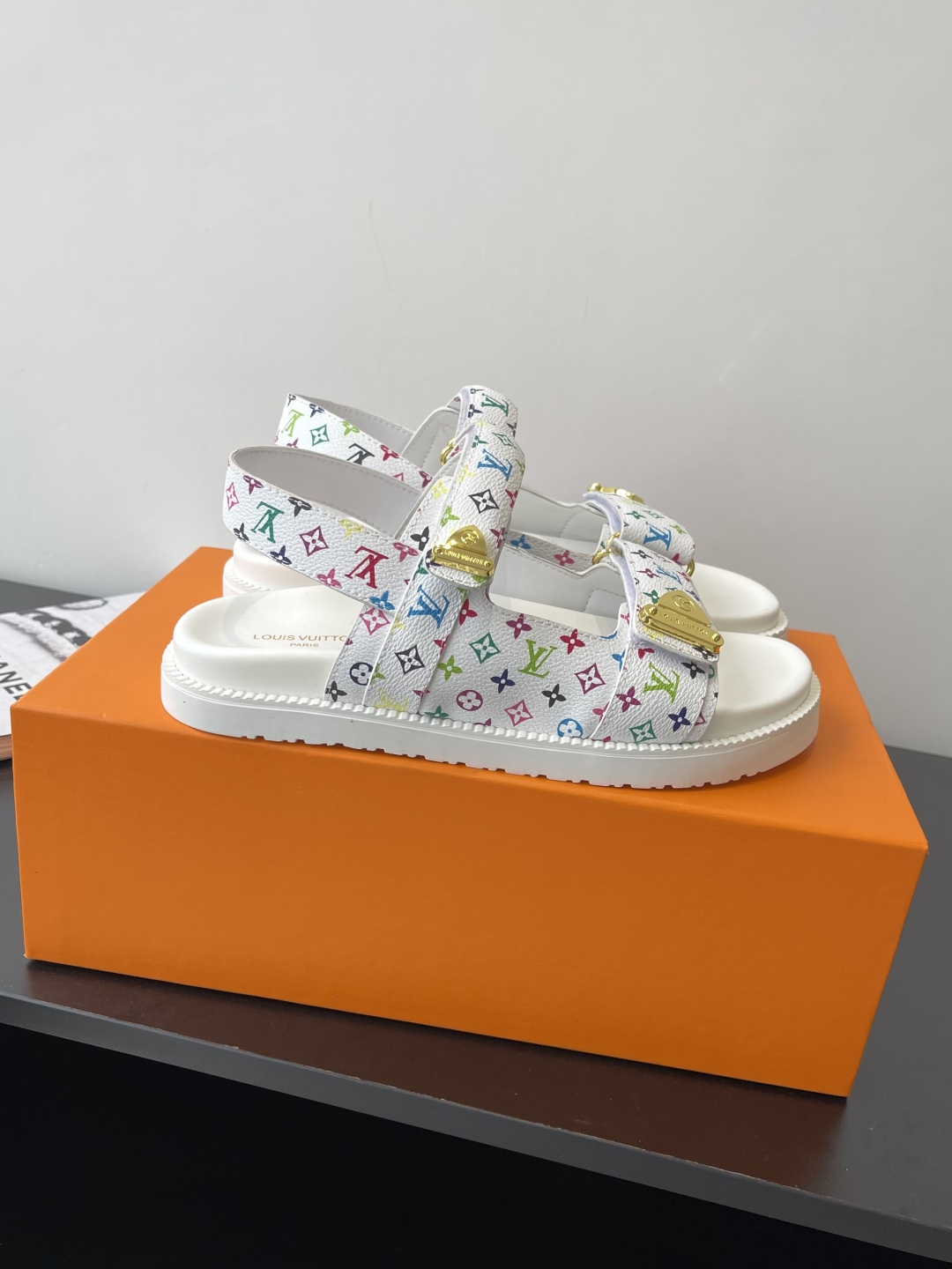 Louis Vuitton White Multicolor Monogram Sandals