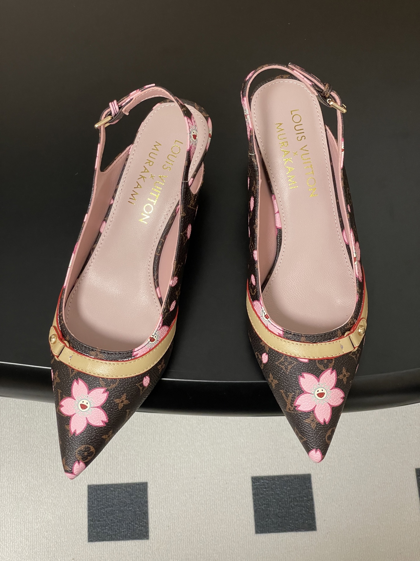 Louis Vuitton Womenâ€™s Brown Flower Slingback Heels â€“ Monogram Canvas Pointed Toe Shoes