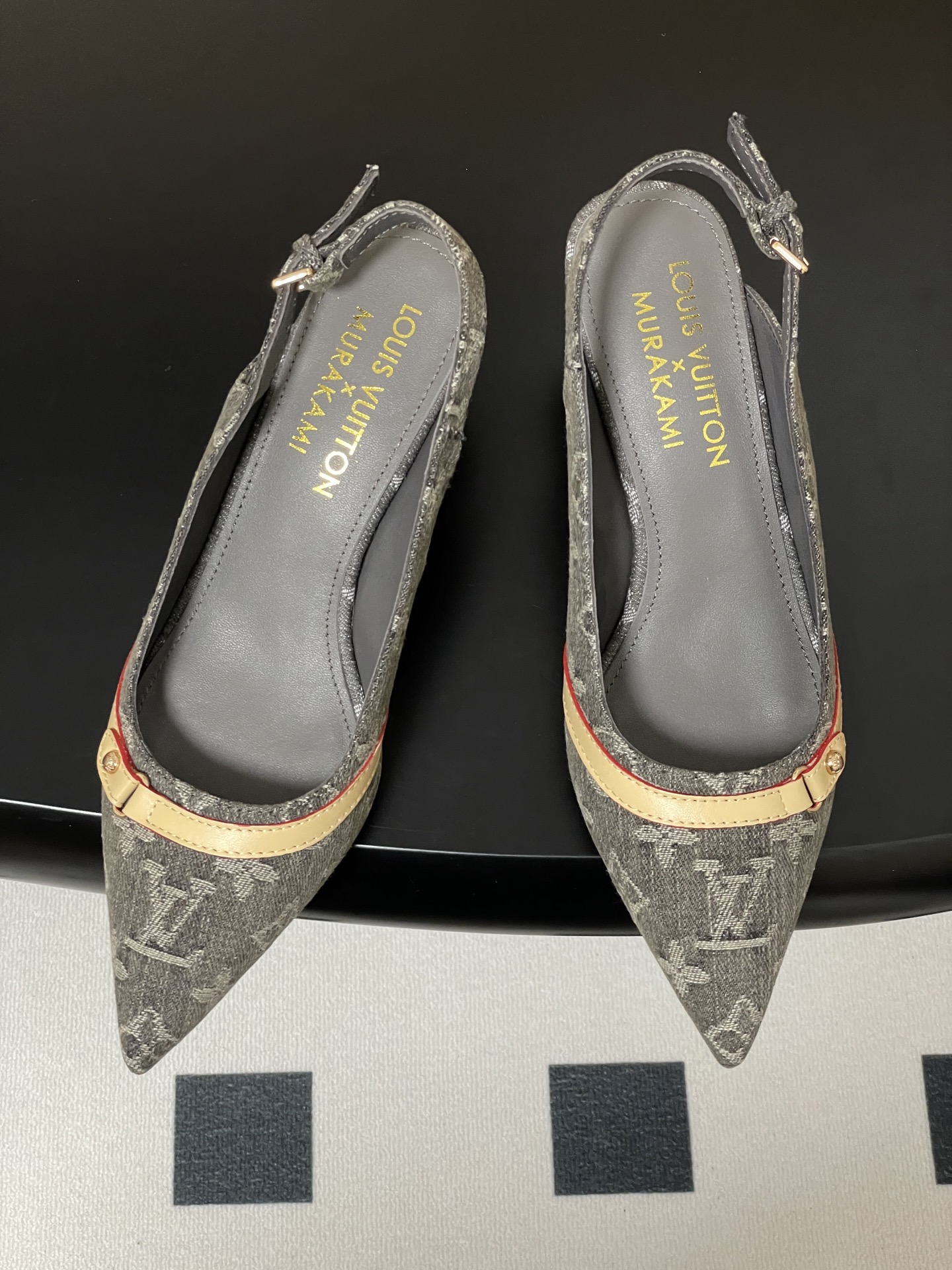 Louis Vuitton Womenâ€™s Grey Monogram Slingback Pumps Canvas Pointed-Toe Heels