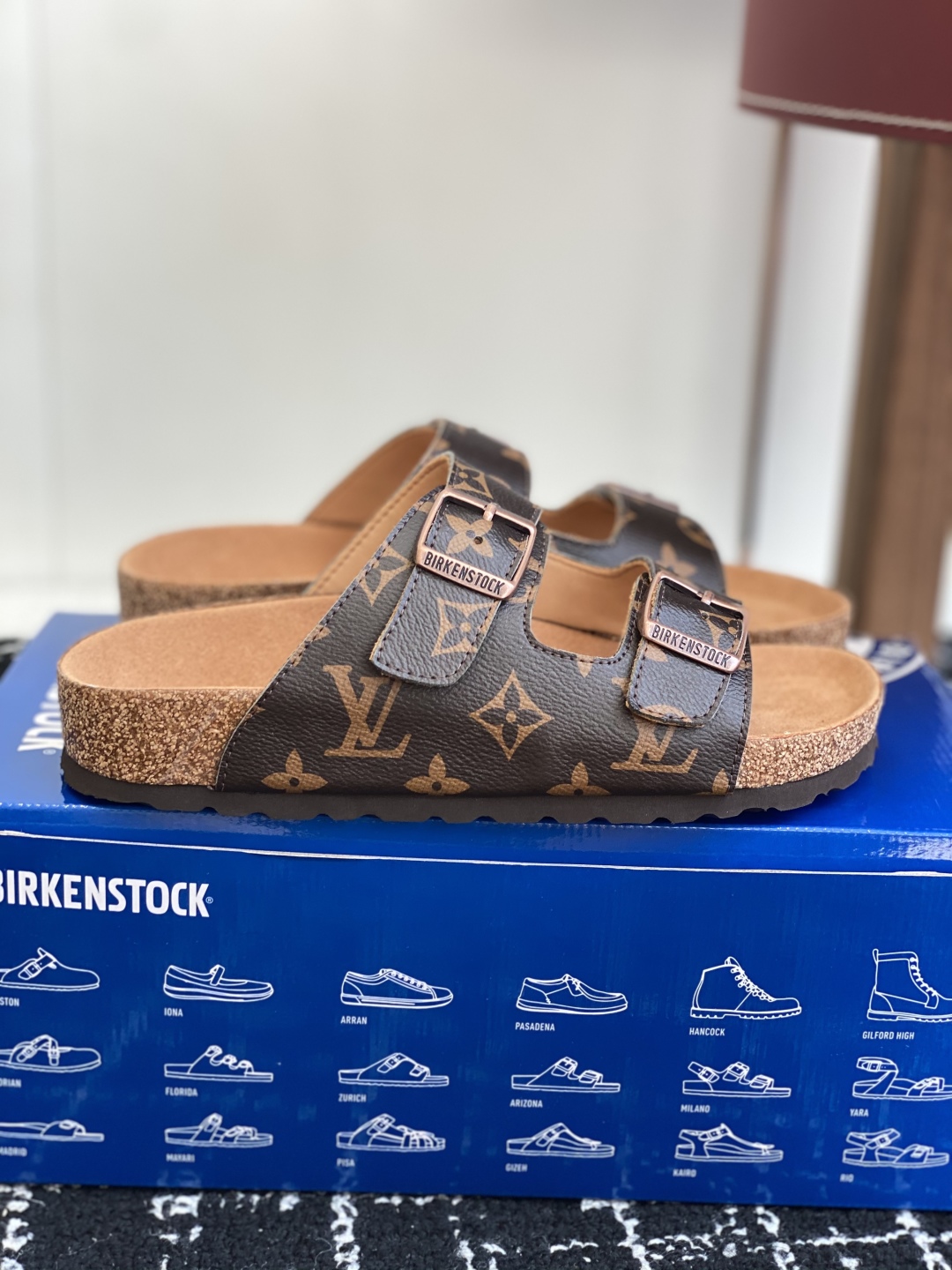 Louis Vuitton x Birkenstock Arizona Brown Monogram Leather Sandals