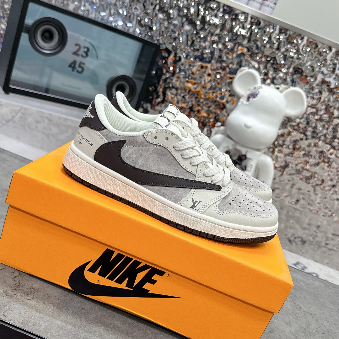 Louis Vuitton x Nike Gray Suede Low-Top Sneakers