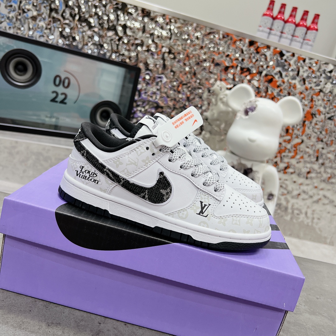 Louis Vuitton x Nike Low White Black Premium Sneakers