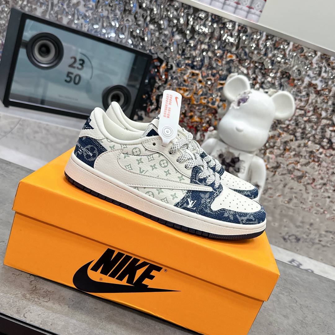 Louis Vuitton x Nike White Blue Monogram Sneakers