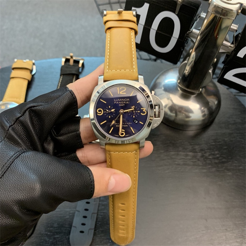 tan Panerai Luminor GMT Blue Dial - Panerai Luminor GMT Blue Dial - Image 3