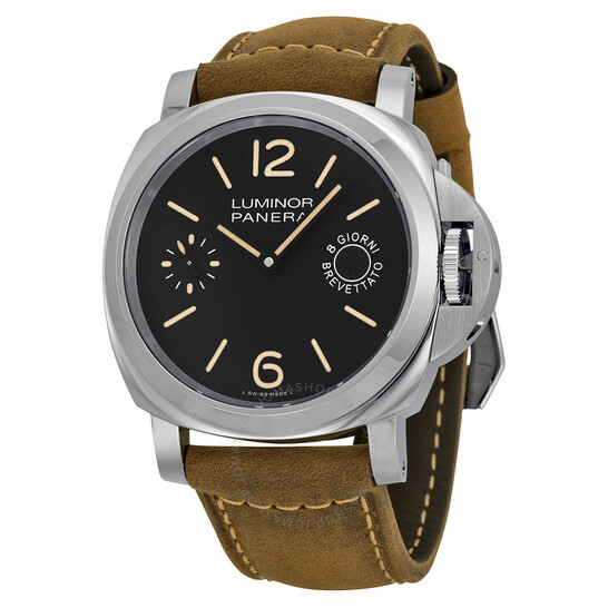 Luminor Marina Black Dial Tan Leather Men's Watch