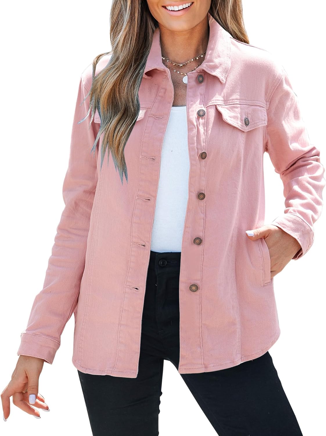 luvamia 2025 Jean Jackets for Women Fashion Denim Jacket Western Oversized Shacket Jacket Button Up with Pockets