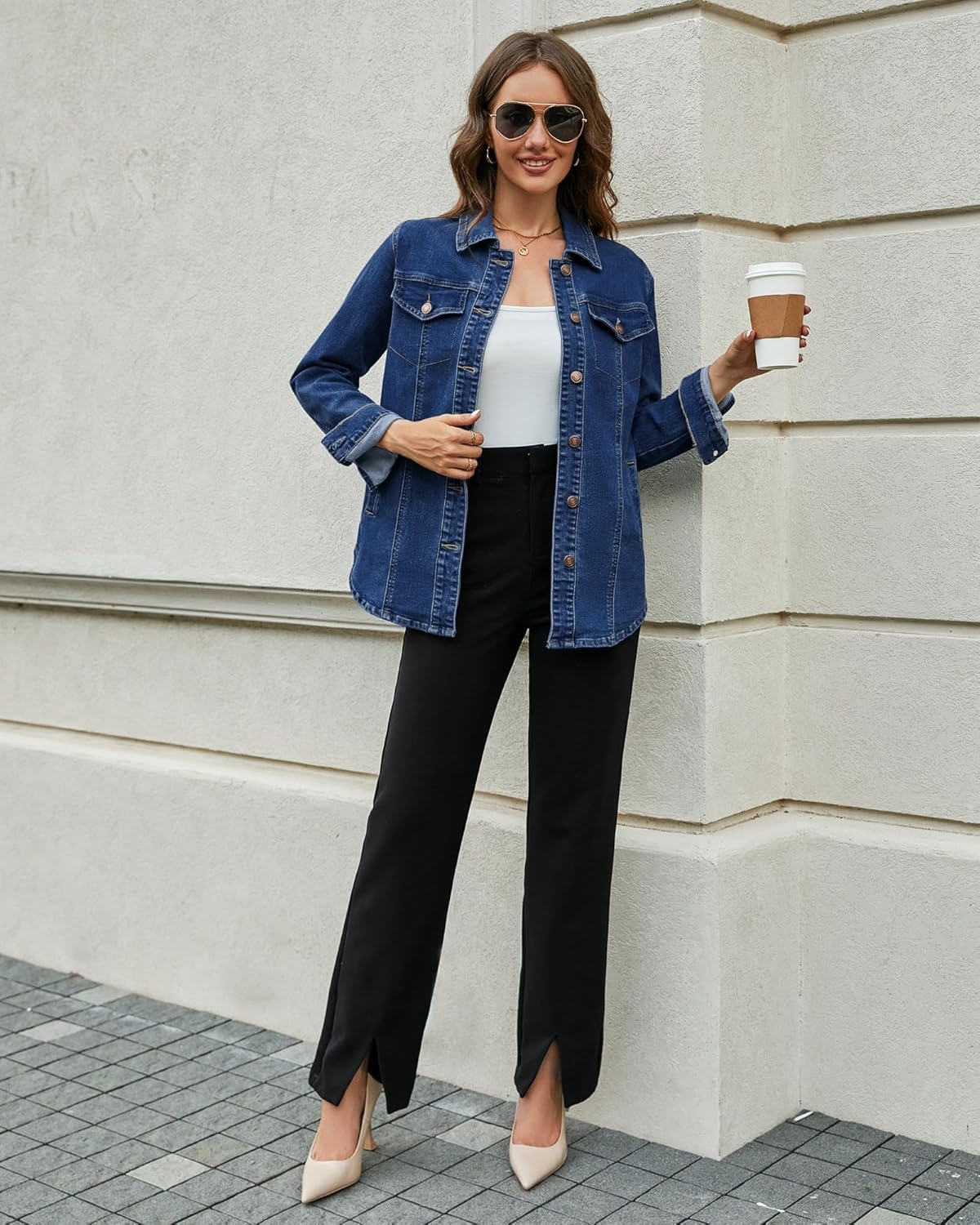 luvamia 2025 Jean Jackets for Women Fashion Denim Jacket Western Oversized Shacket Jacket Button Up with Pockets