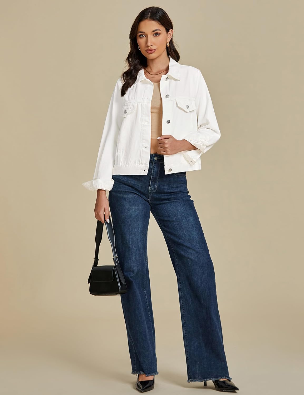 luvamia Denim Jackets for Women Trendy Casual Button Down Relaxed Fit Western Trucker Distressed Jean Jacket with Pocket