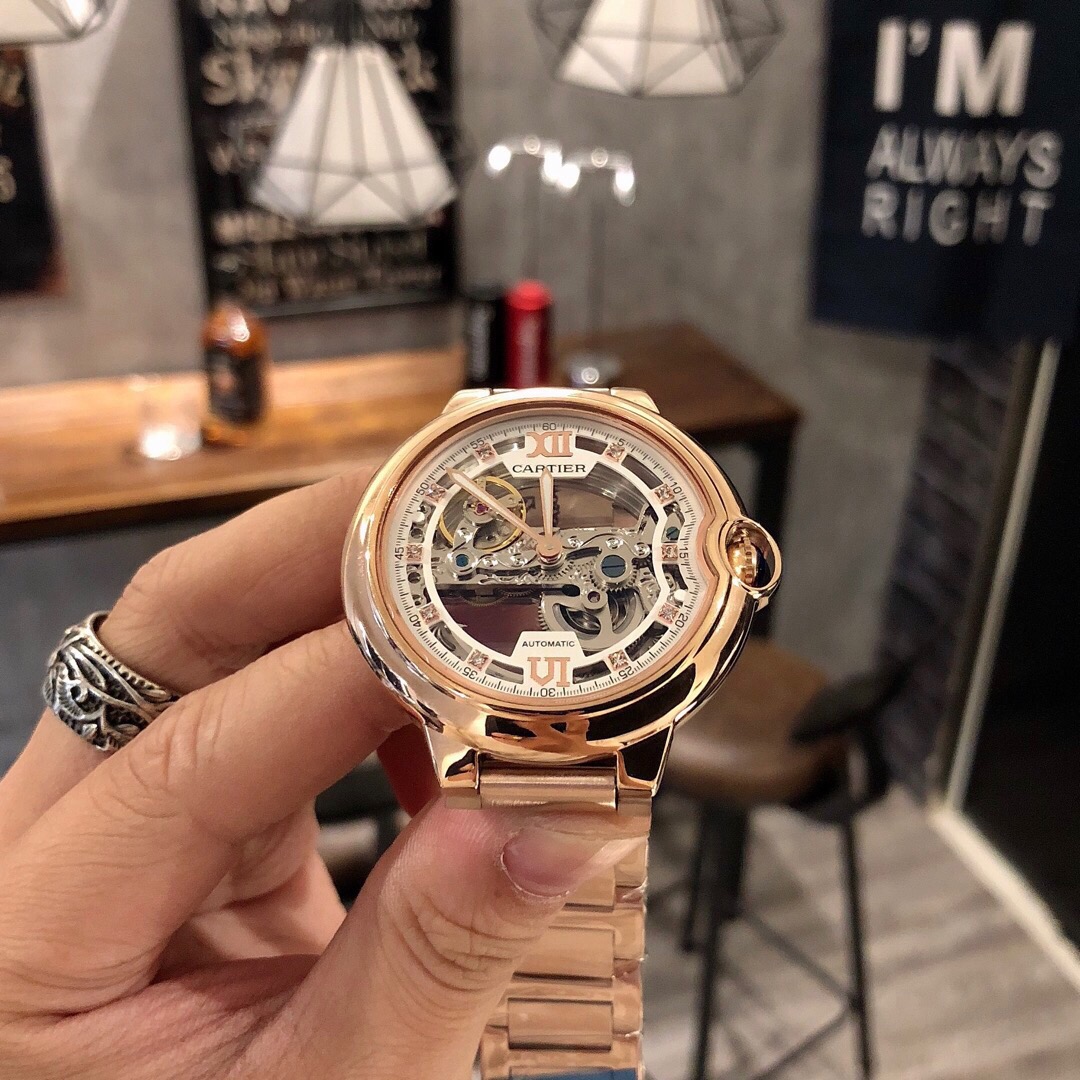 Luxury Men's Automatic Skeleton Transparent Watch, AAAA+ Replica, 44mm Stainless Steel 904L, Sapphire Glass, Luminous Waterproof Watch