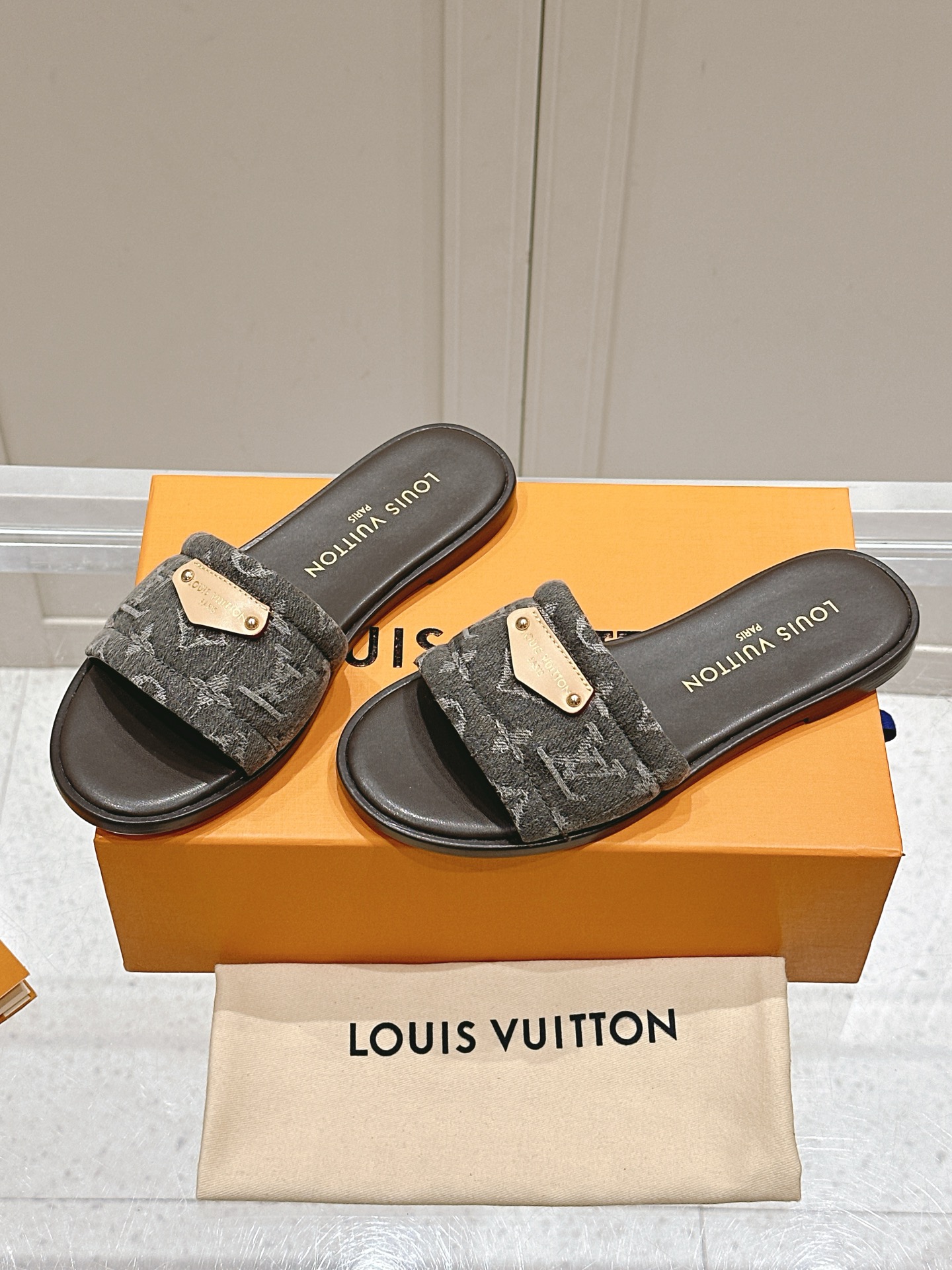 LV Lily Flat Mule Colors Grey Louis Vuitton