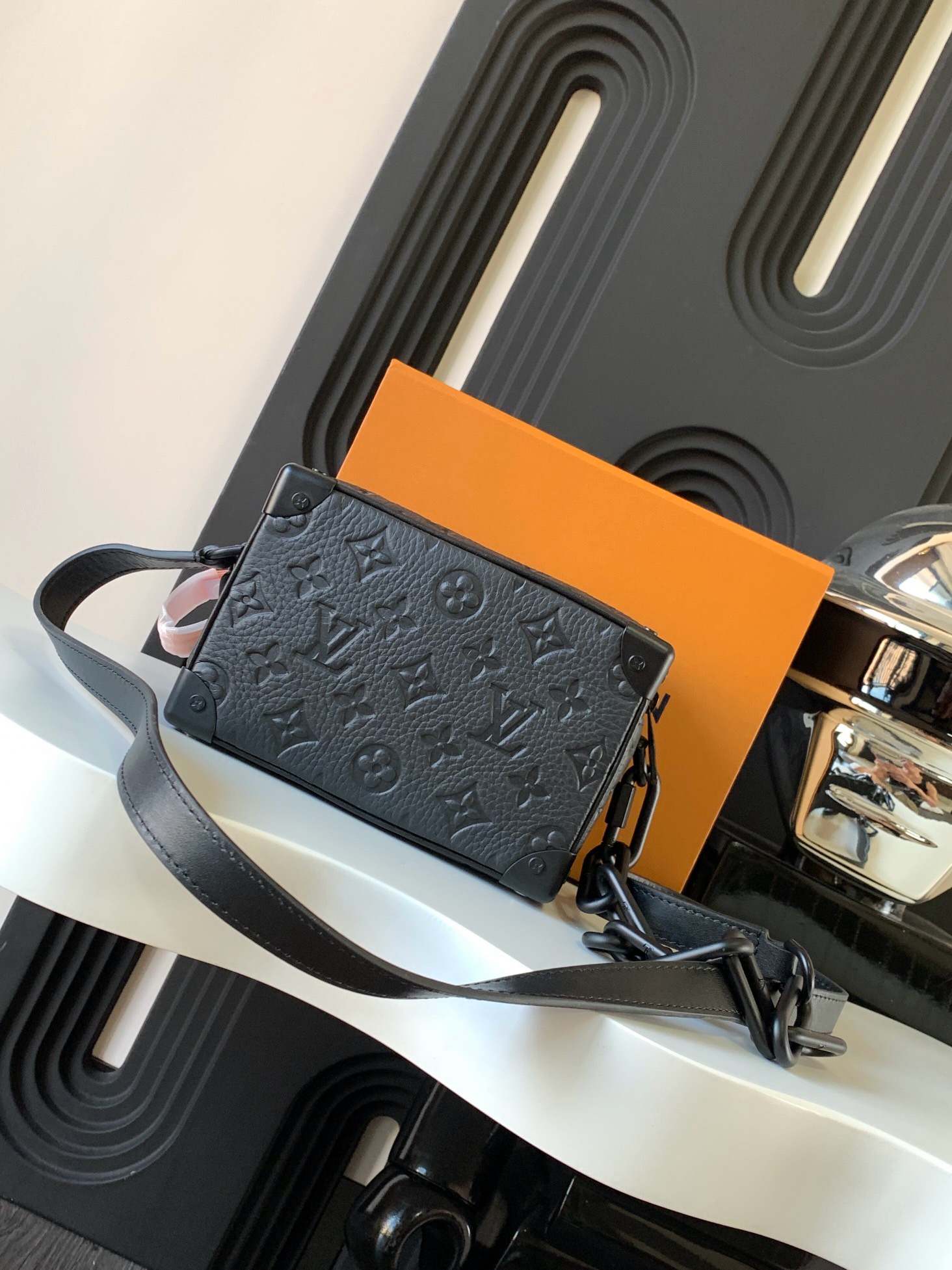 LV Mini Soft Trunk Black Taurillon Full Genuine Leather Bag