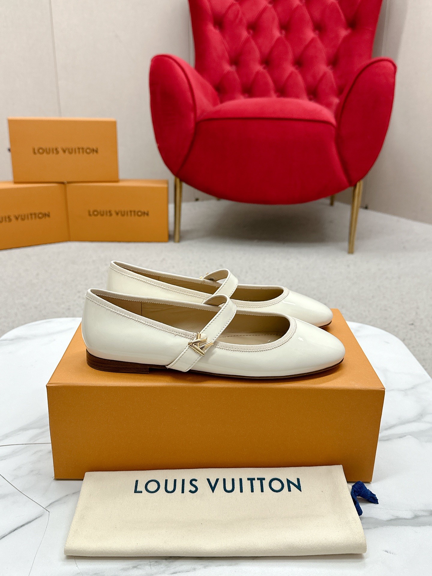 LV Romy Flat Ballerina  Colors Ecru White