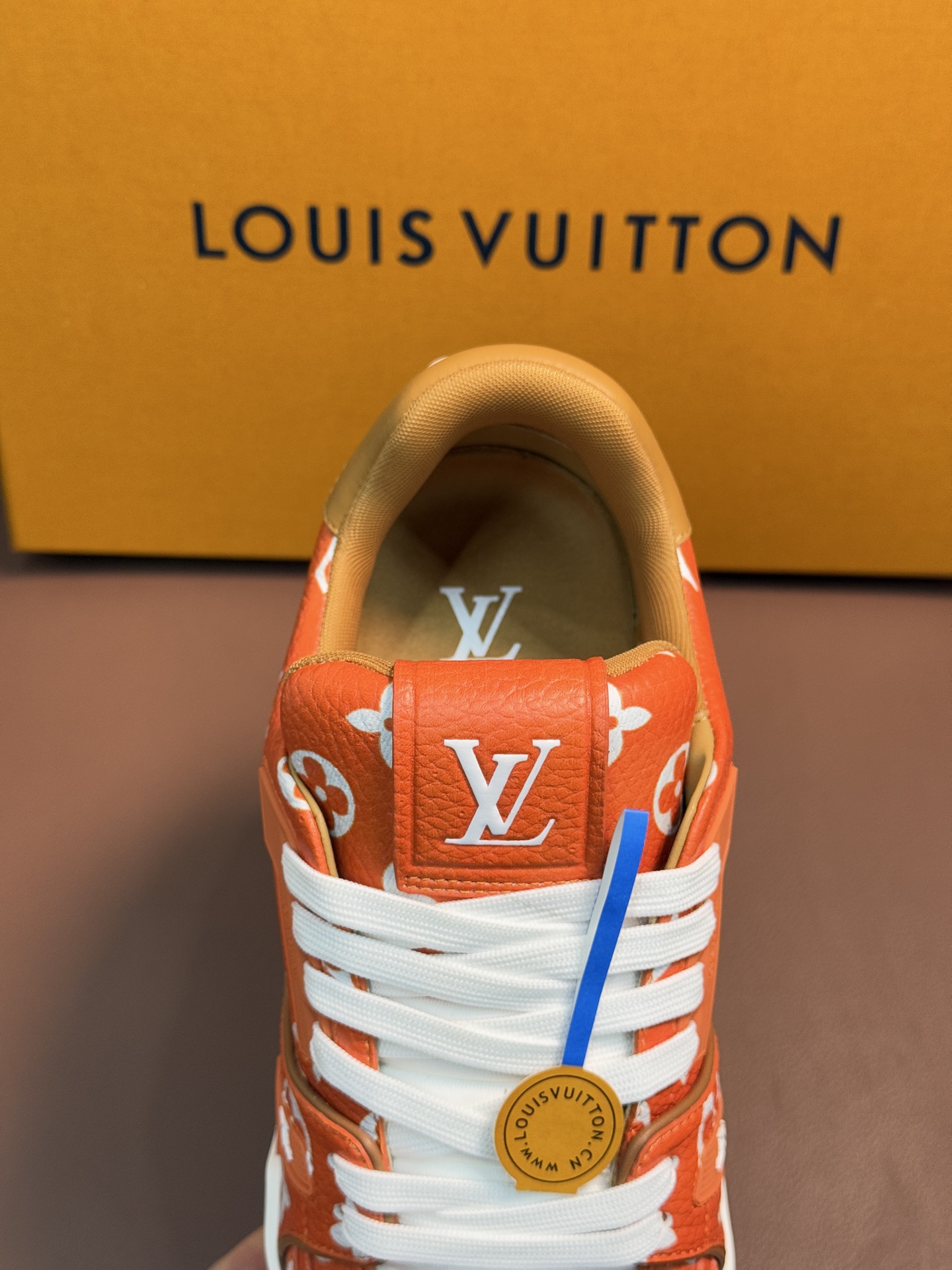 Lv trainer leather low trainers Louis Vuitton Orange