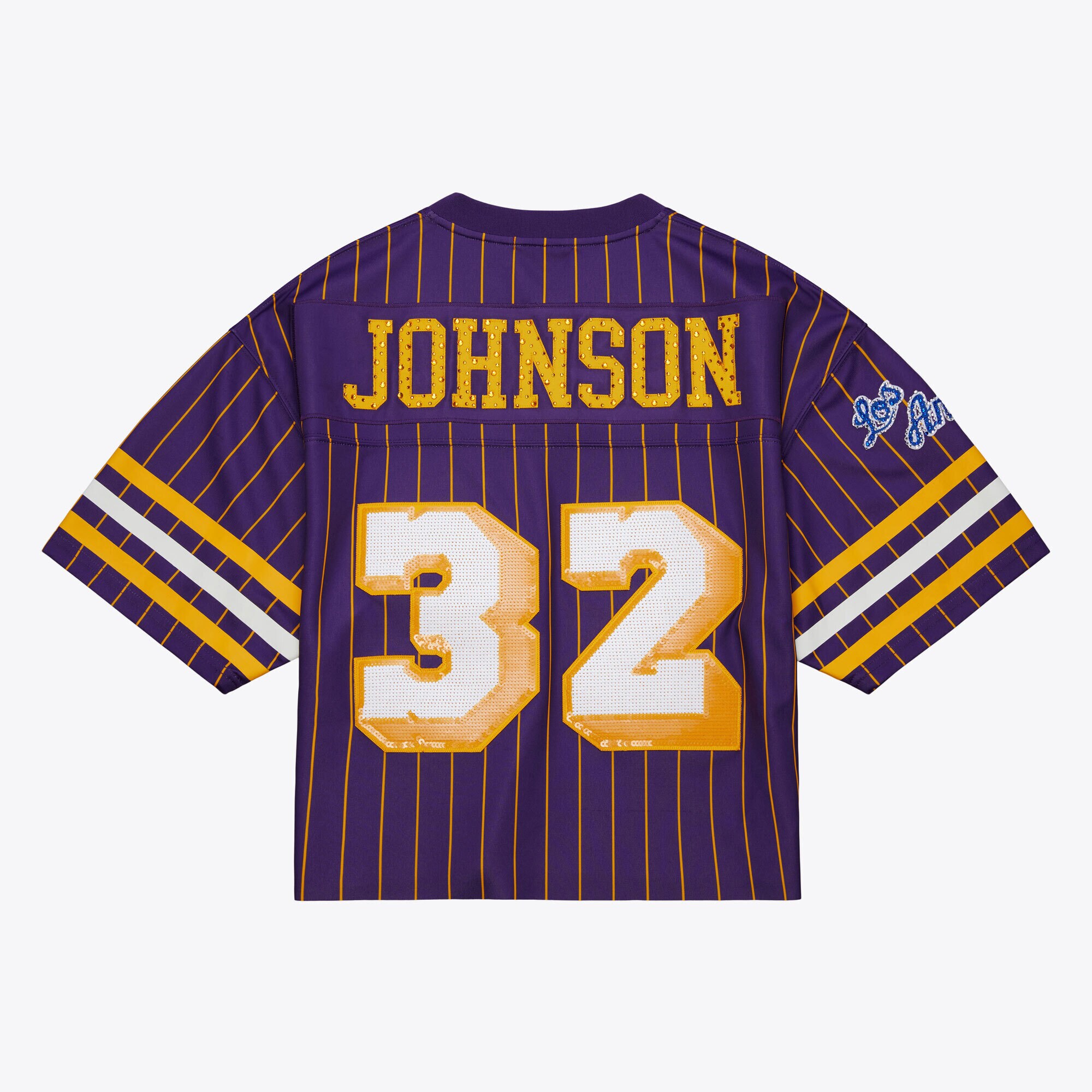 Stunning Magic Johnson Lakers Cropped Sequin Jersey - Women's #32