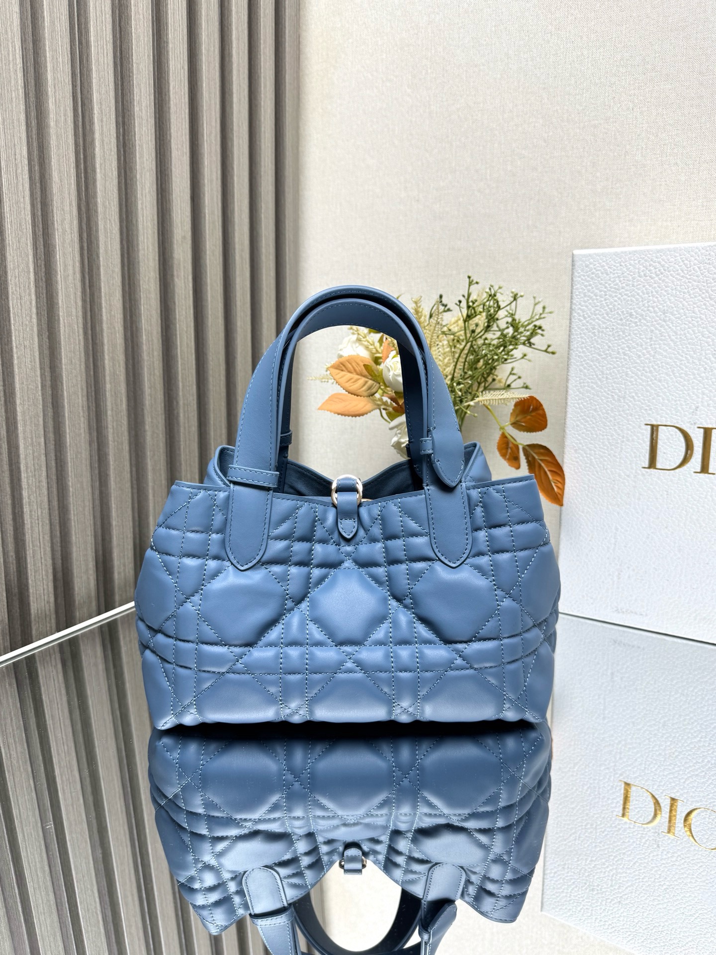 Medium Dior Toujours Bag Dusty Ivory Macrocannage Calfskin | DIOR
