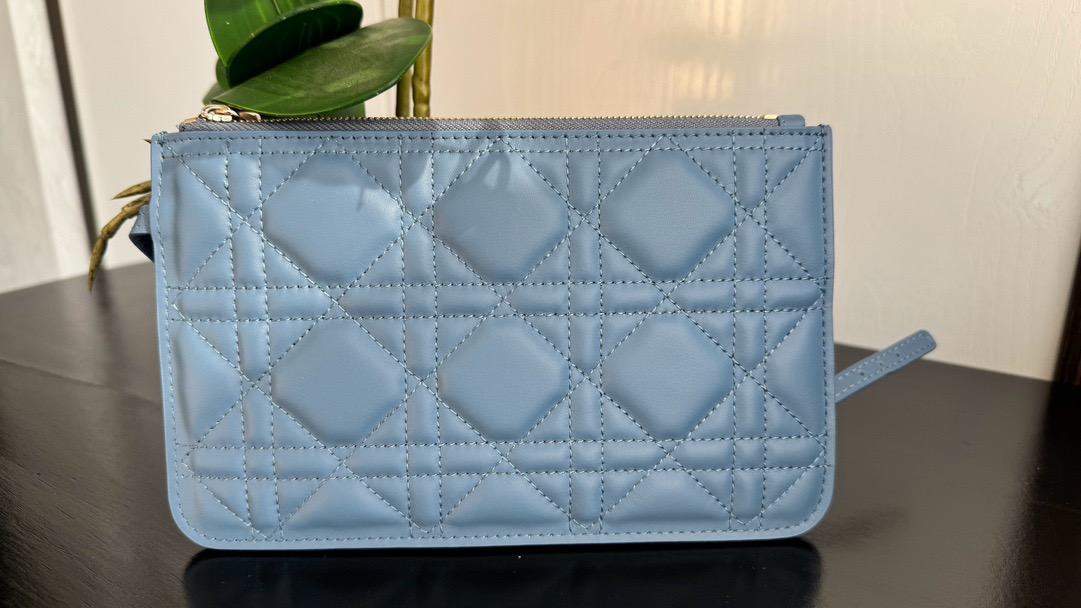 Medium Dior Toujours Bag Stone Blue Macrocannage Calfskin | DIOR