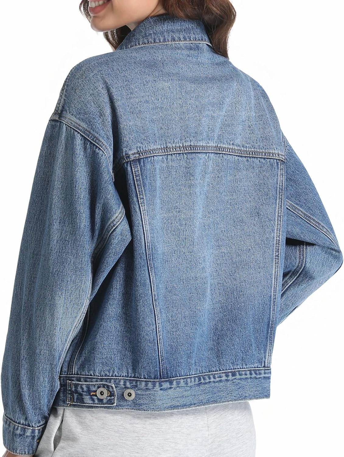 Mefija Women’s Denim Jackets Long Sleeve Loose Fitted Jean Jacket Coats with Pocket 2025