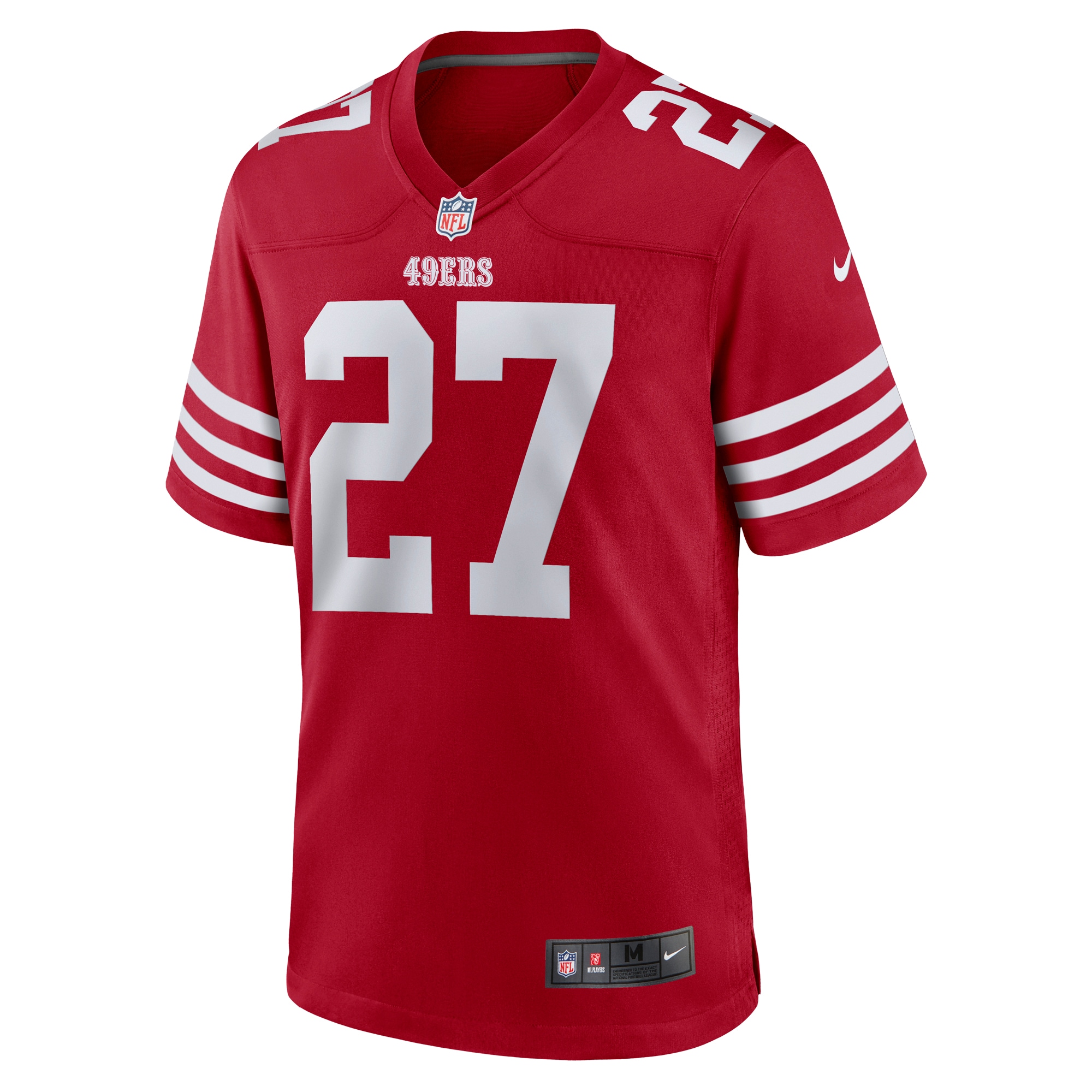 Men's San Francisco  Ji'Ayir Brown Nike Scarlet Team Game Jersey