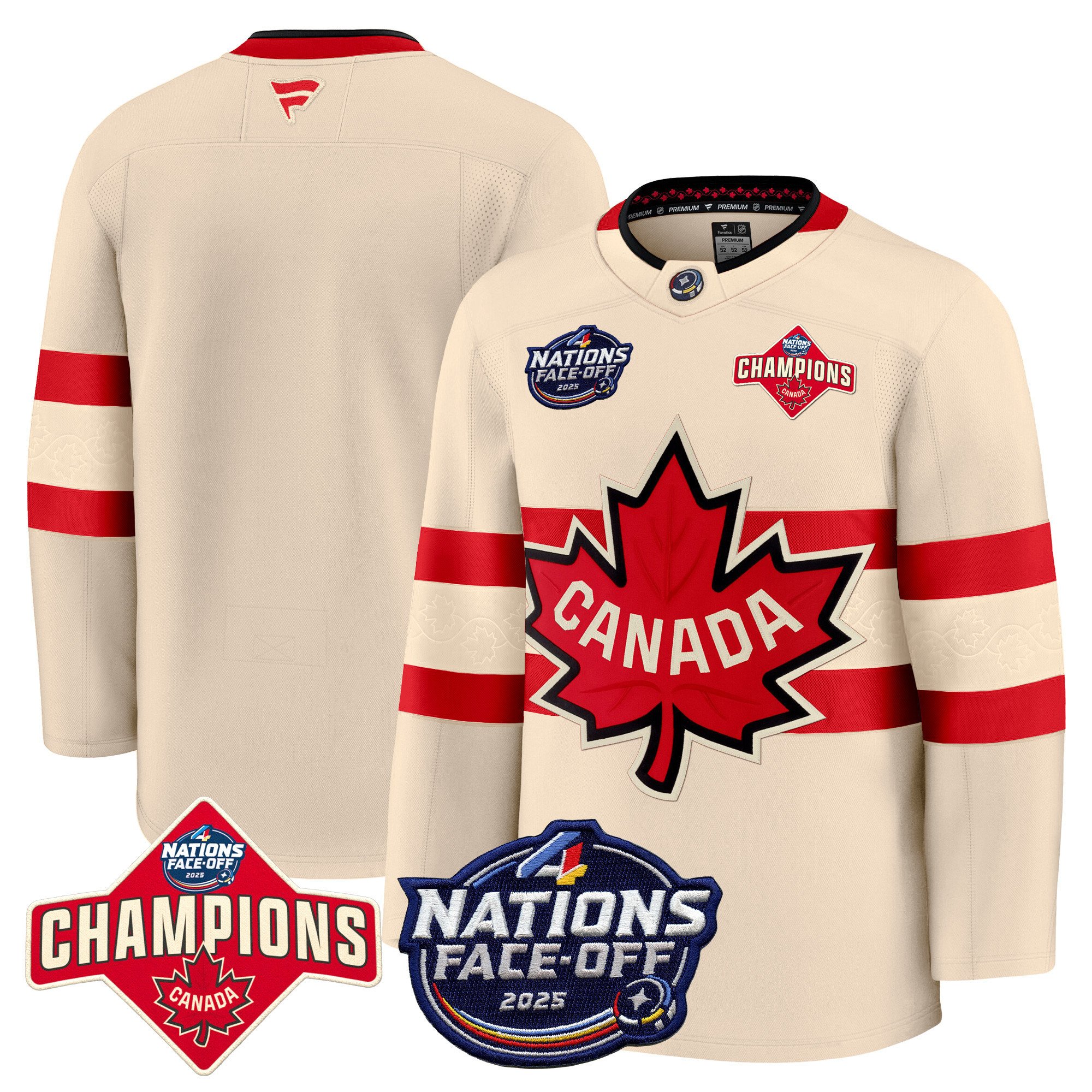 Men’s Canada 4 Nations Face-Off 2025 Champions Premium Jersey – All Stitched