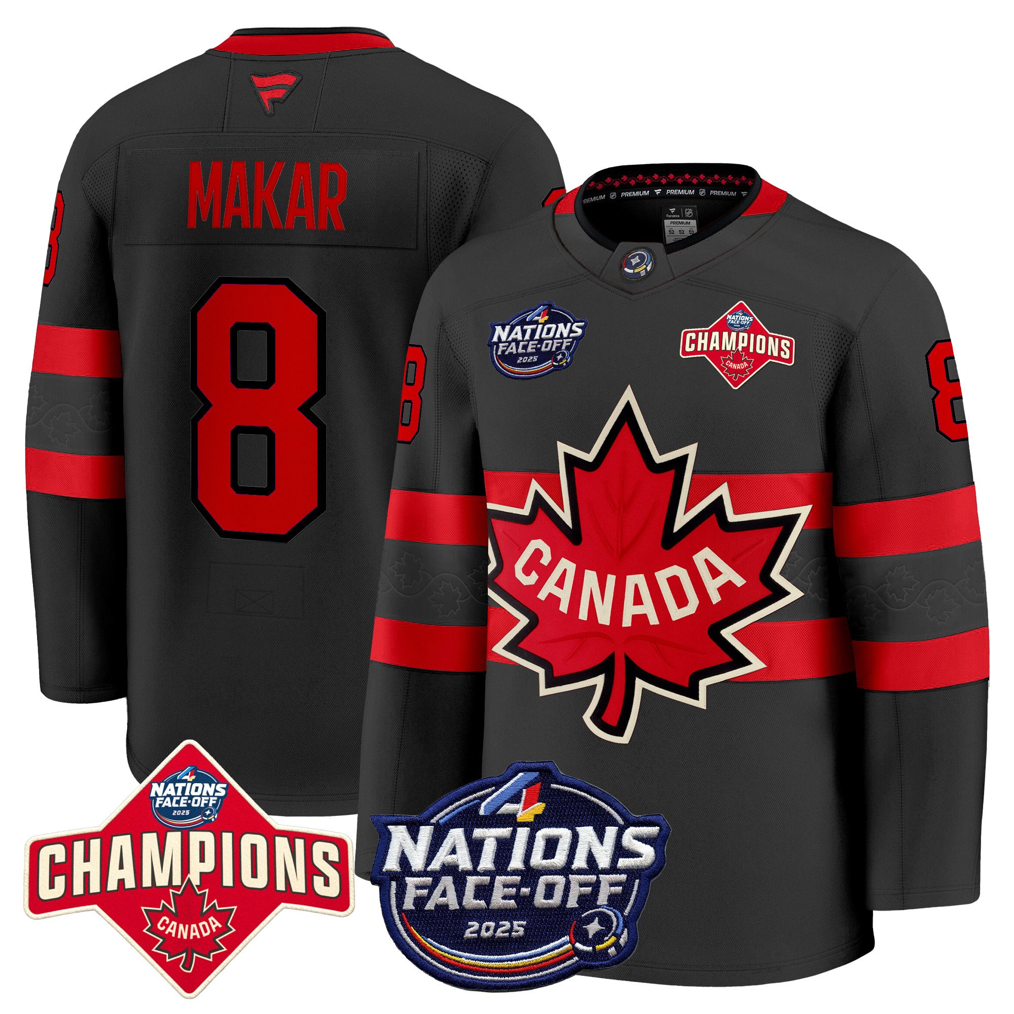 Men’s Canada 4 Nations Face-Off 2025 Champions Premium Jersey – All Stitched