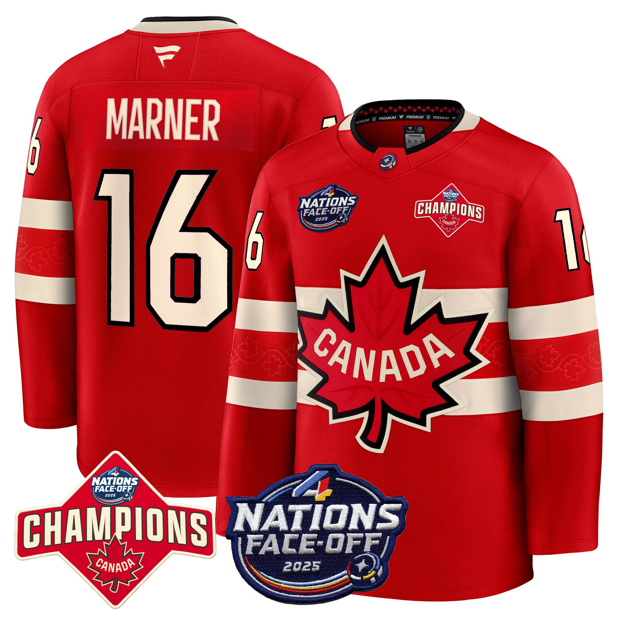 Men’s Canada 4 Nations Face-Off 2025 Champions Premium Jersey – All Stitched