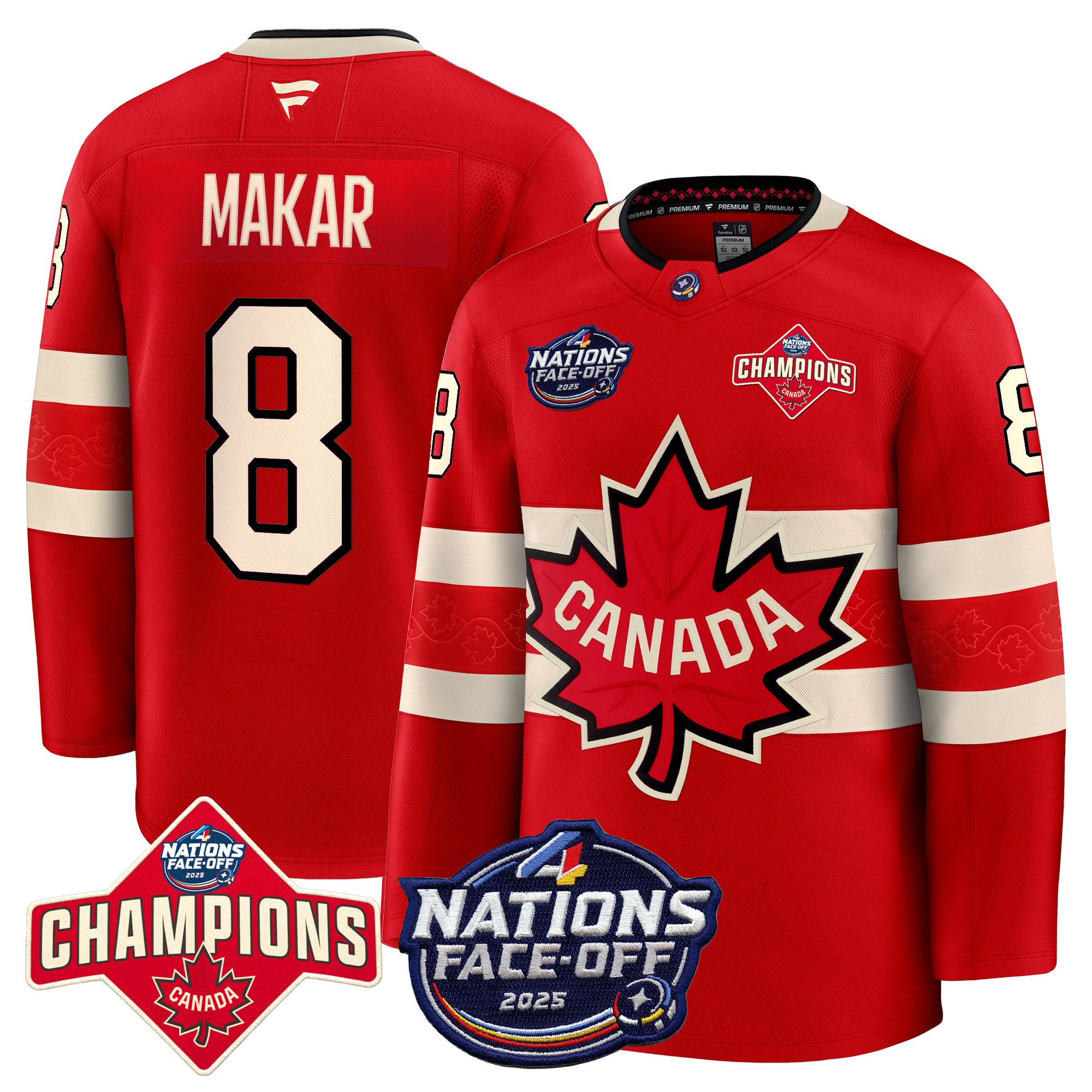 Men’s Canada 4 Nations Face-Off 2025 Champions Premium Jersey – All Stitched