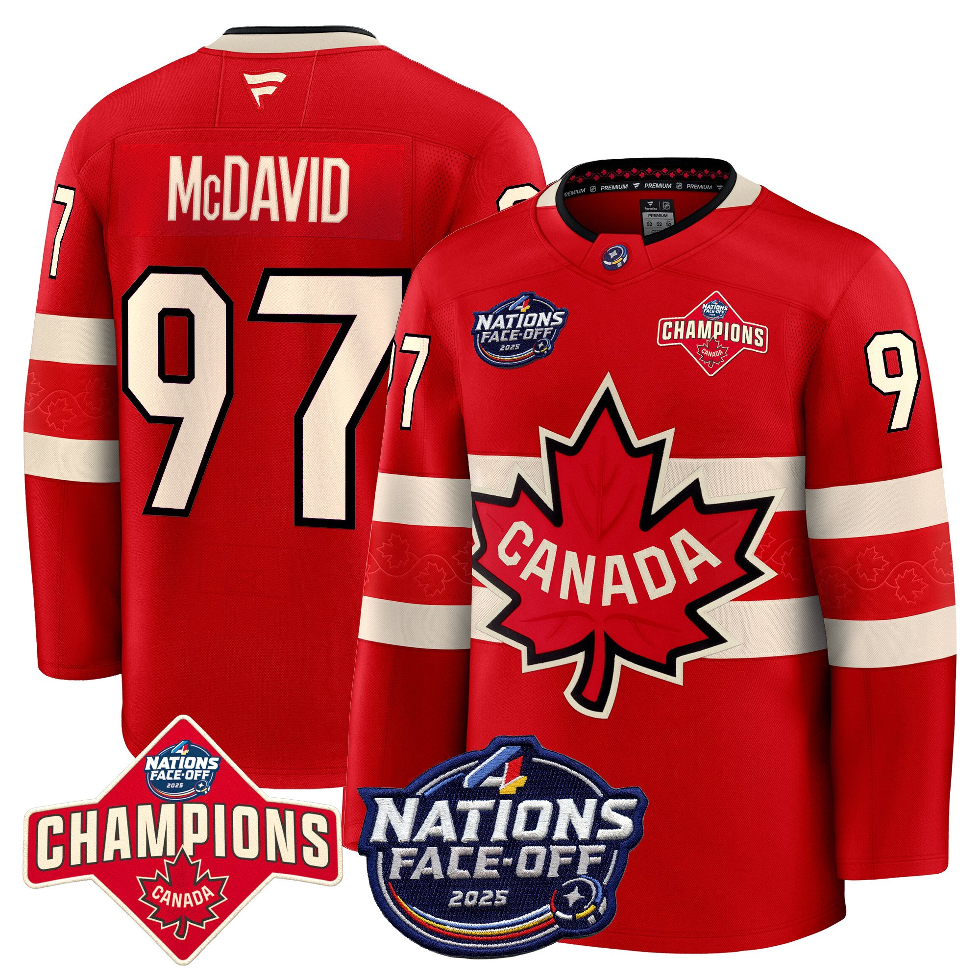 Men’s Canada 4 Nations Face-Off 2025 Champions Premium Jersey – All Stitched