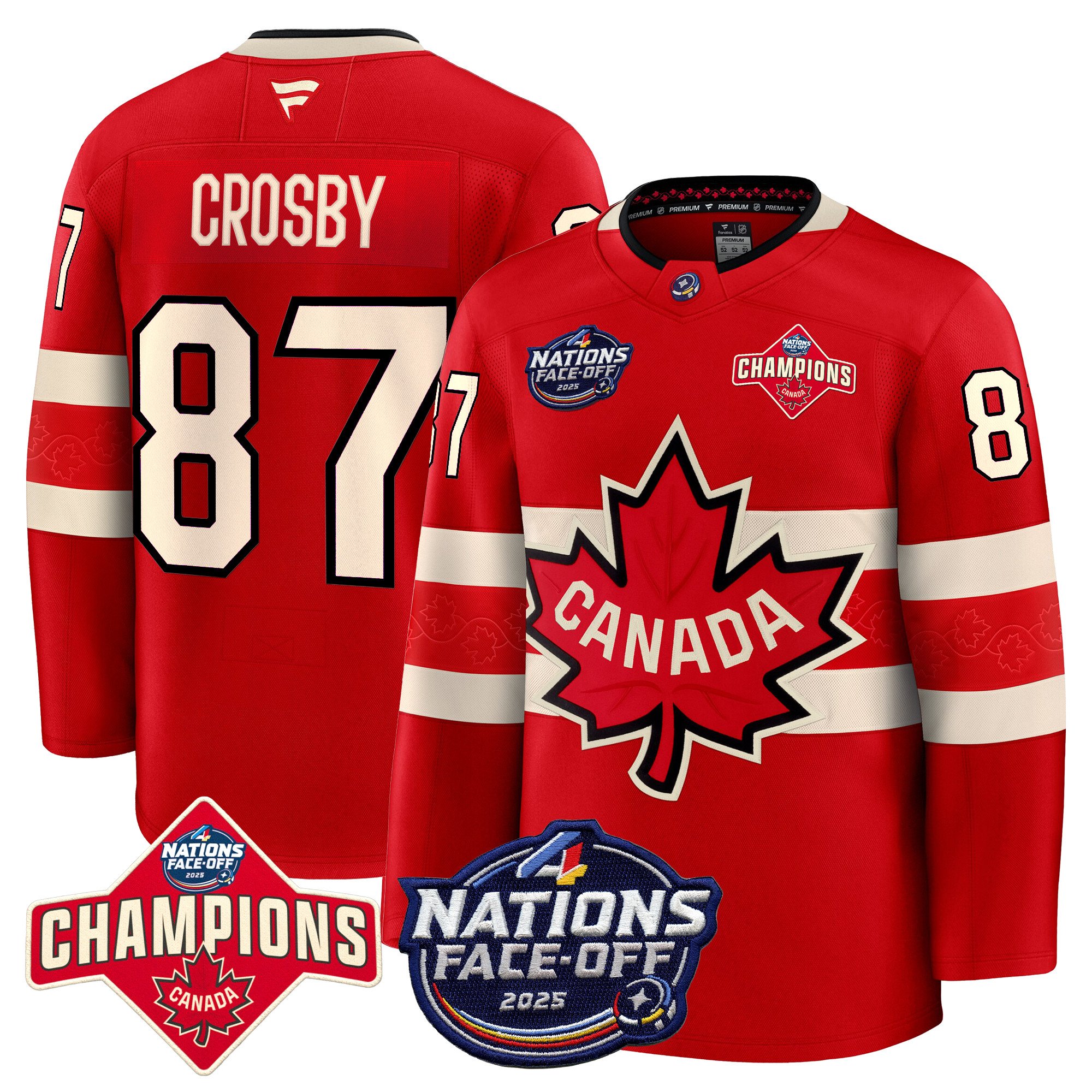 Men’s Canada 4 Nations Face-Off 2025 Champions Premium Jersey – All Stitched