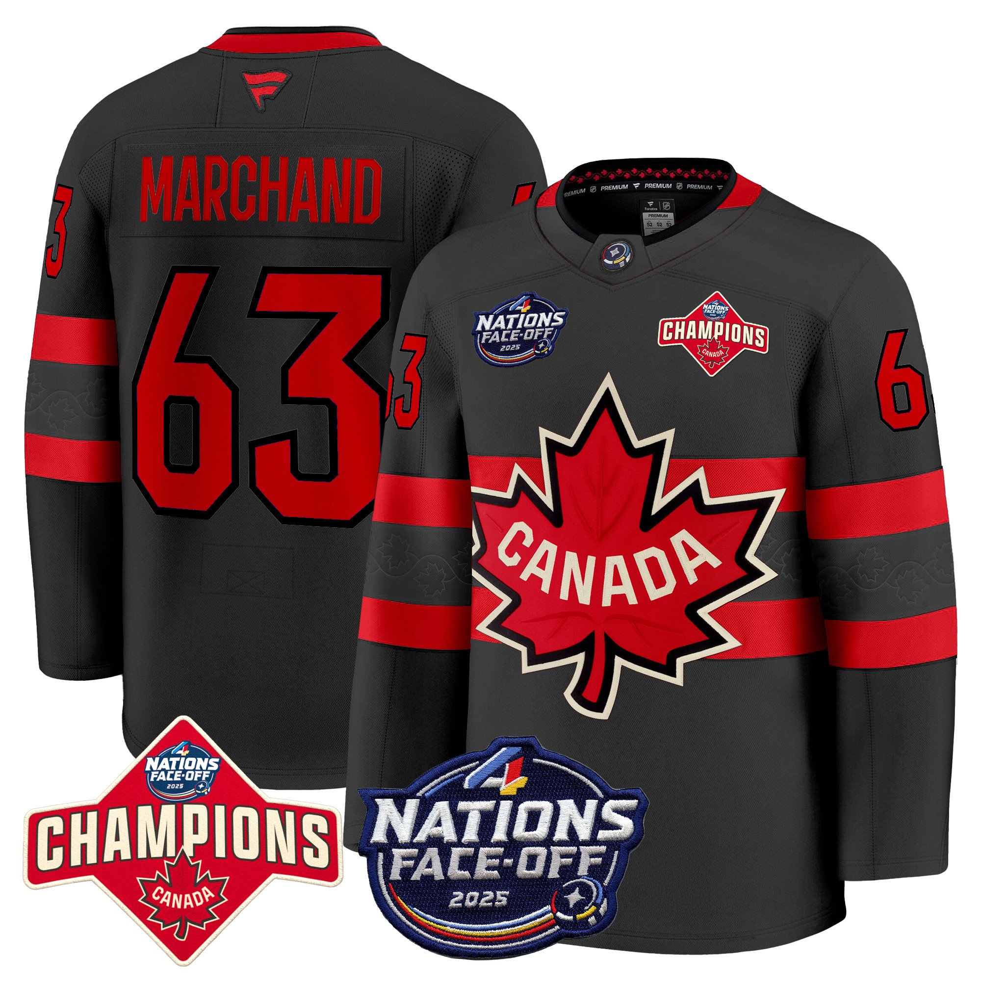 Men’s Canada 4 Nations Face-Off 2025 Champions Premium Jersey – All Stitched