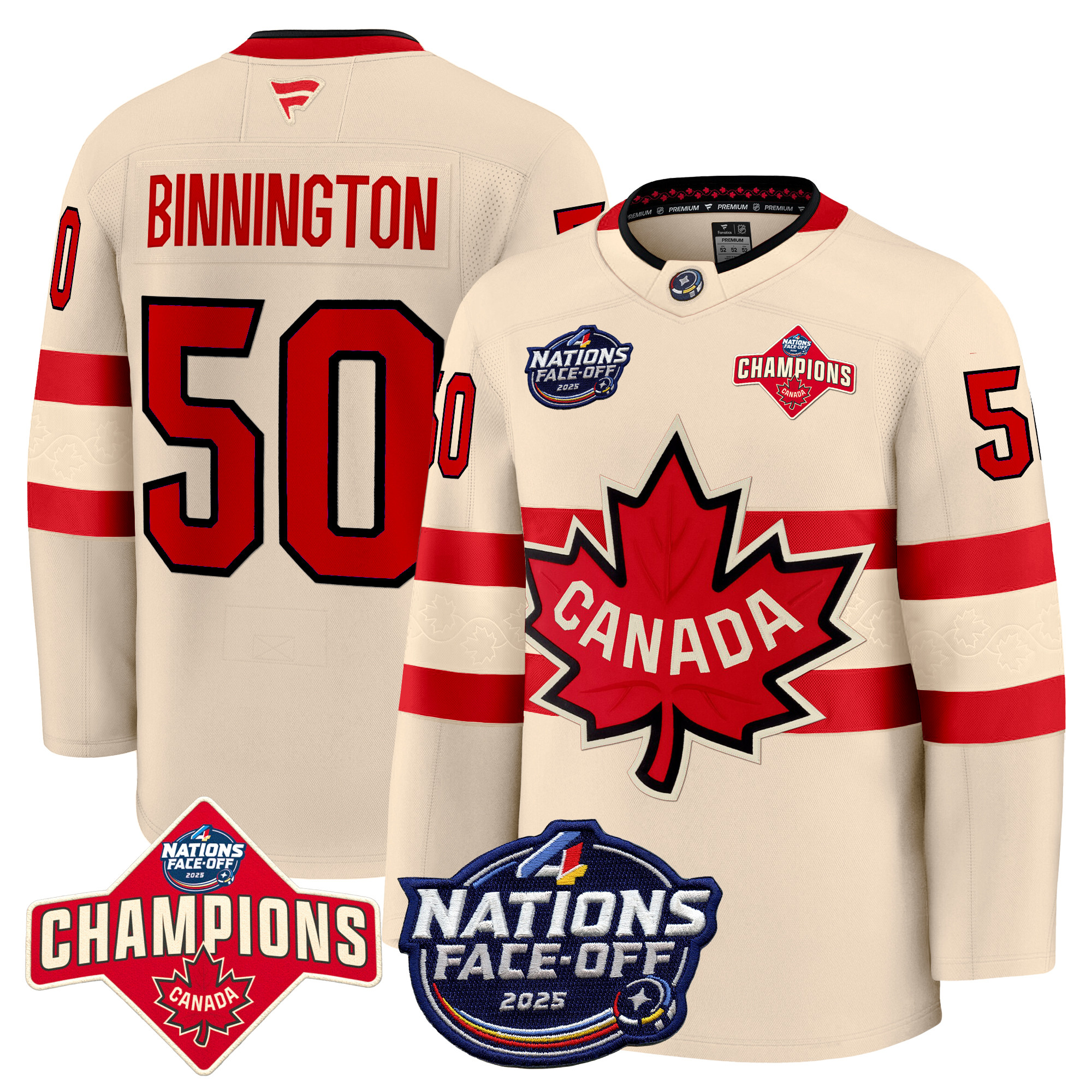 Men’s Canada 4 Nations Face-Off 2025 Champions Premium Jersey – All Stitched