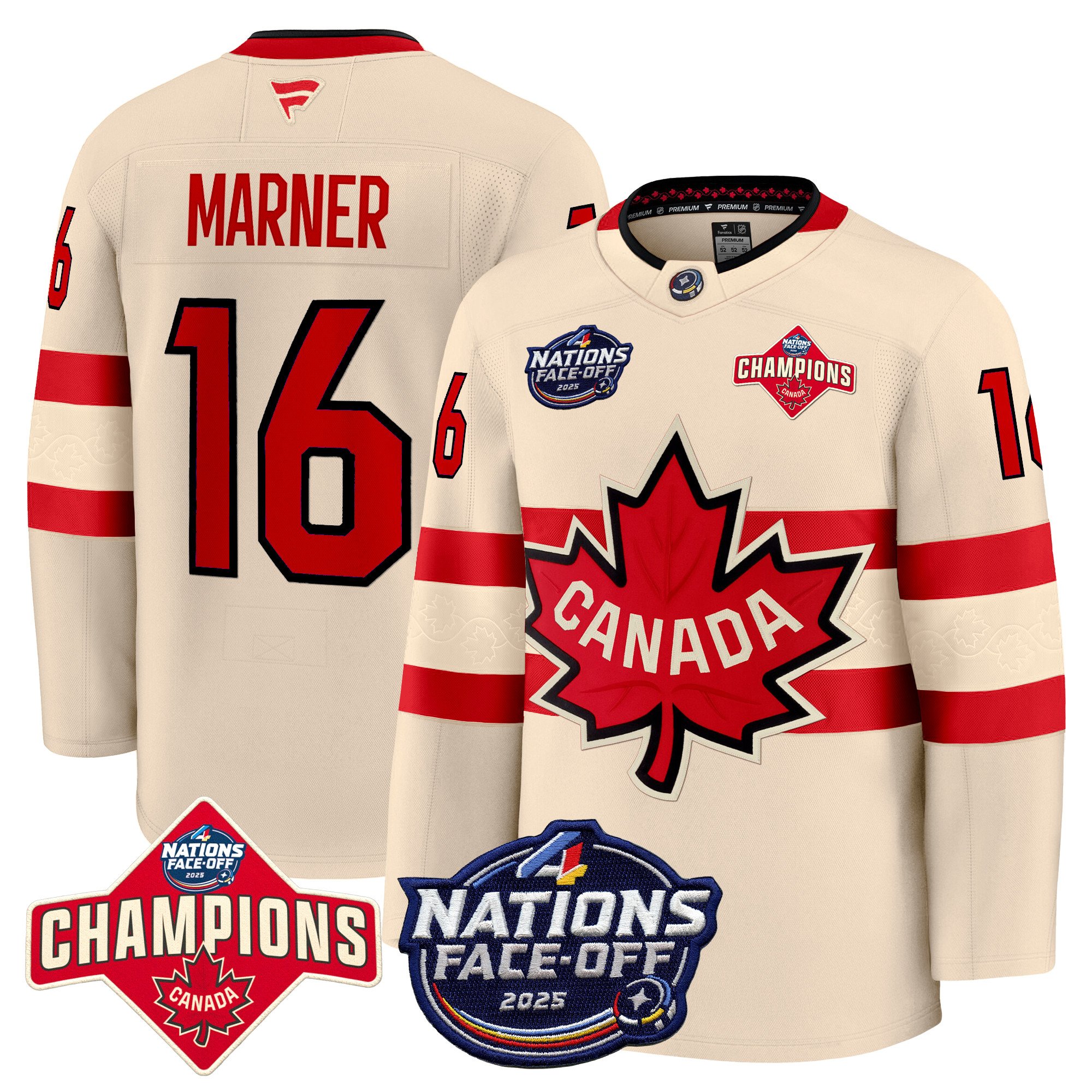 Men’s Canada 4 Nations Face-Off 2025 Champions Premium Jersey – All Stitched