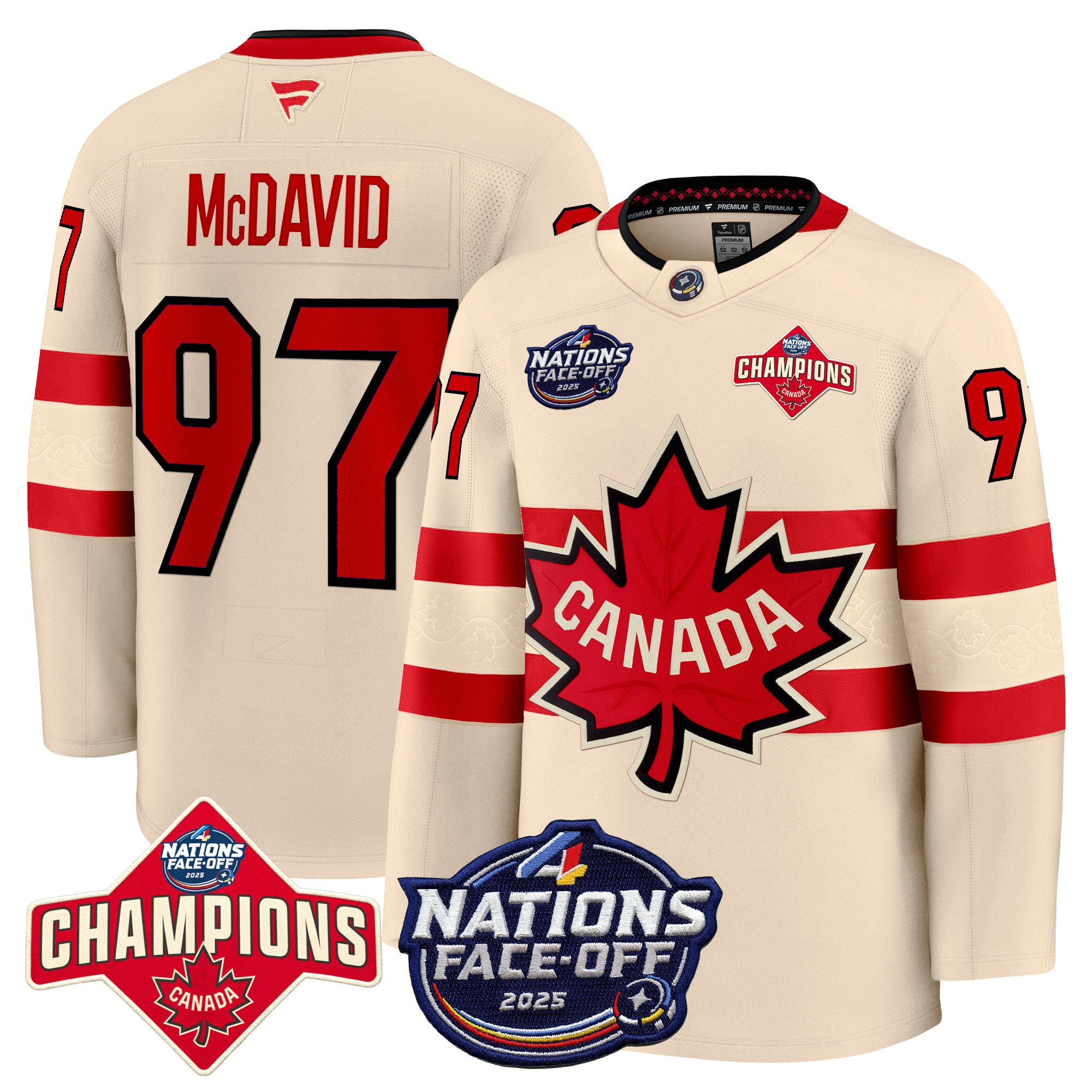 Men’s Canada 4 Nations Face-Off 2025 Champions Premium Jersey – All Stitched