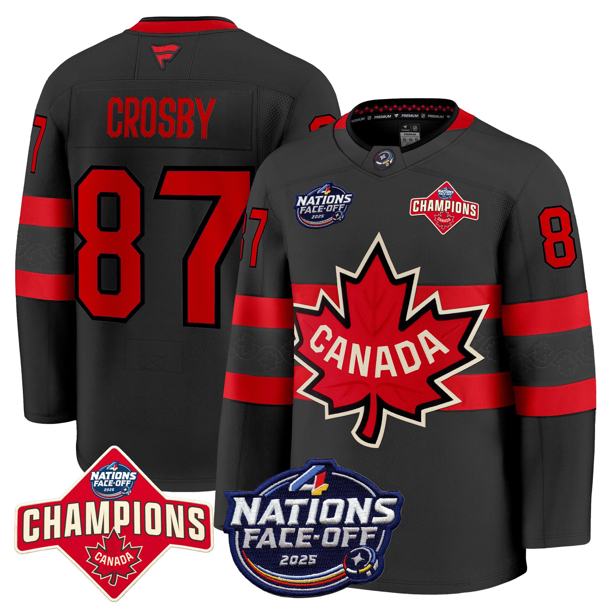 Men’s Canada 4 Nations Face-Off 2025 Champions Premium Jersey – All Stitched