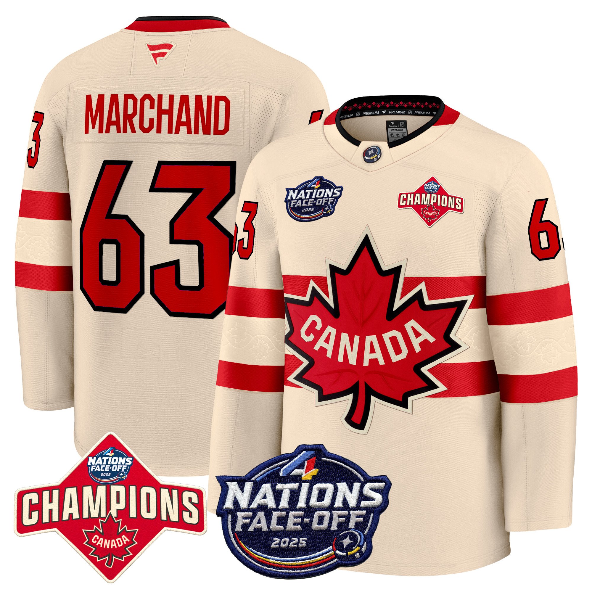 Men’s Canada 4 Nations Face-Off 2025 Champions Premium Jersey – All Stitched