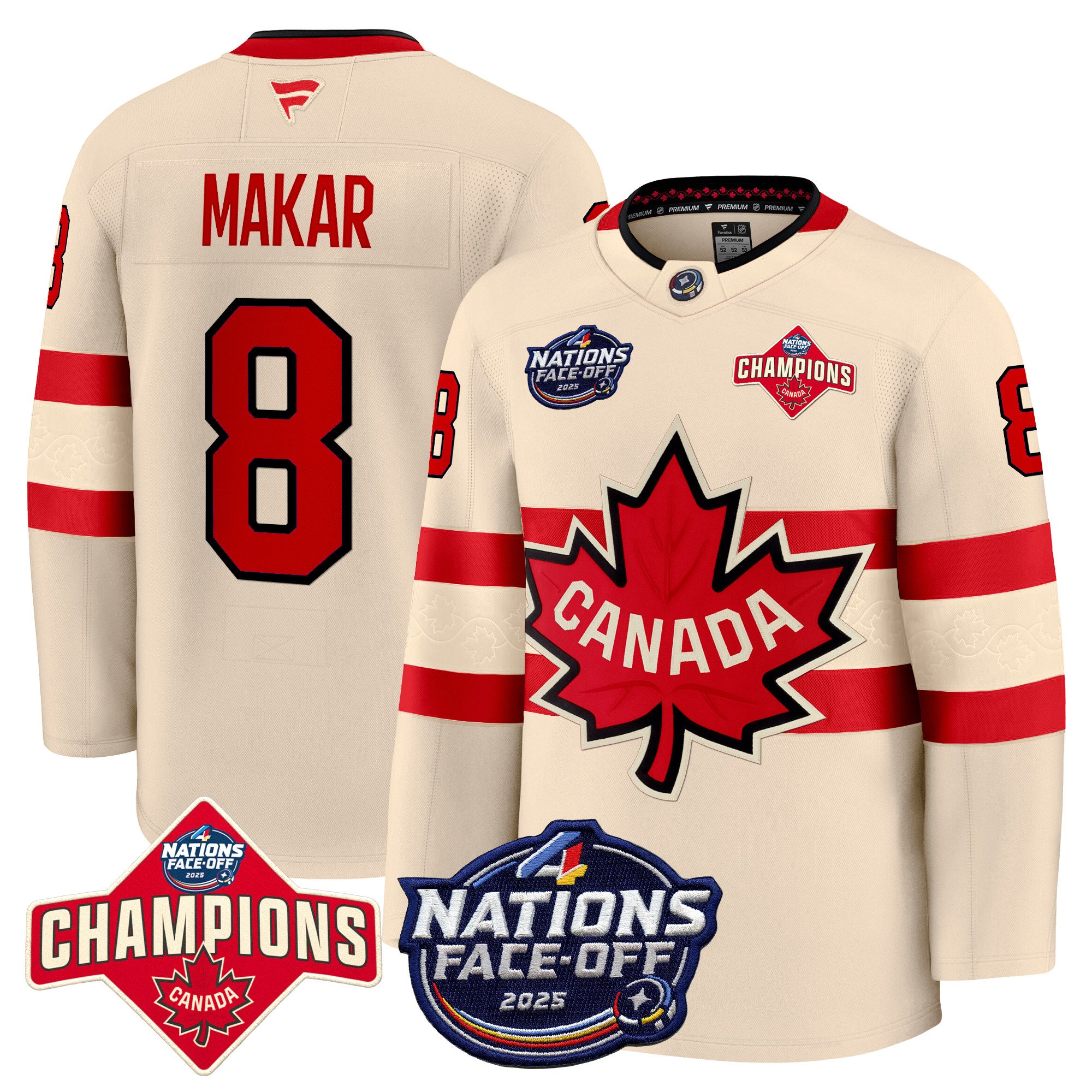 Men’s Canada 4 Nations Face-Off 2025 Champions Premium Jersey – All Stitched