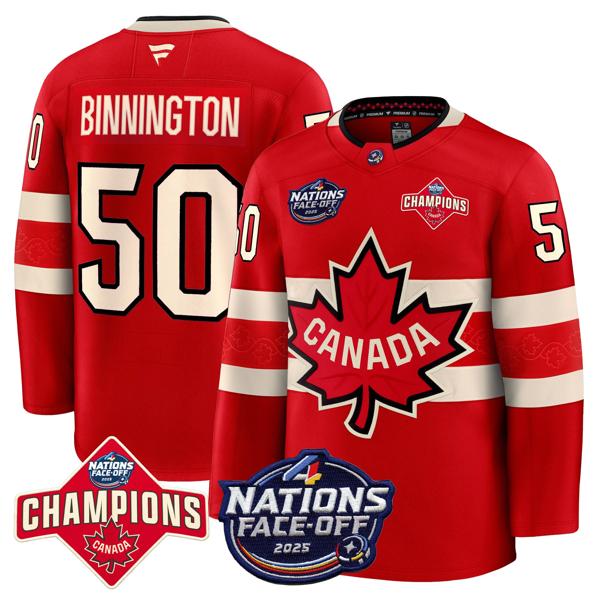 Men’s Canada 4 Nations Face-Off 2025 Champions Premium Jersey – All Stitched