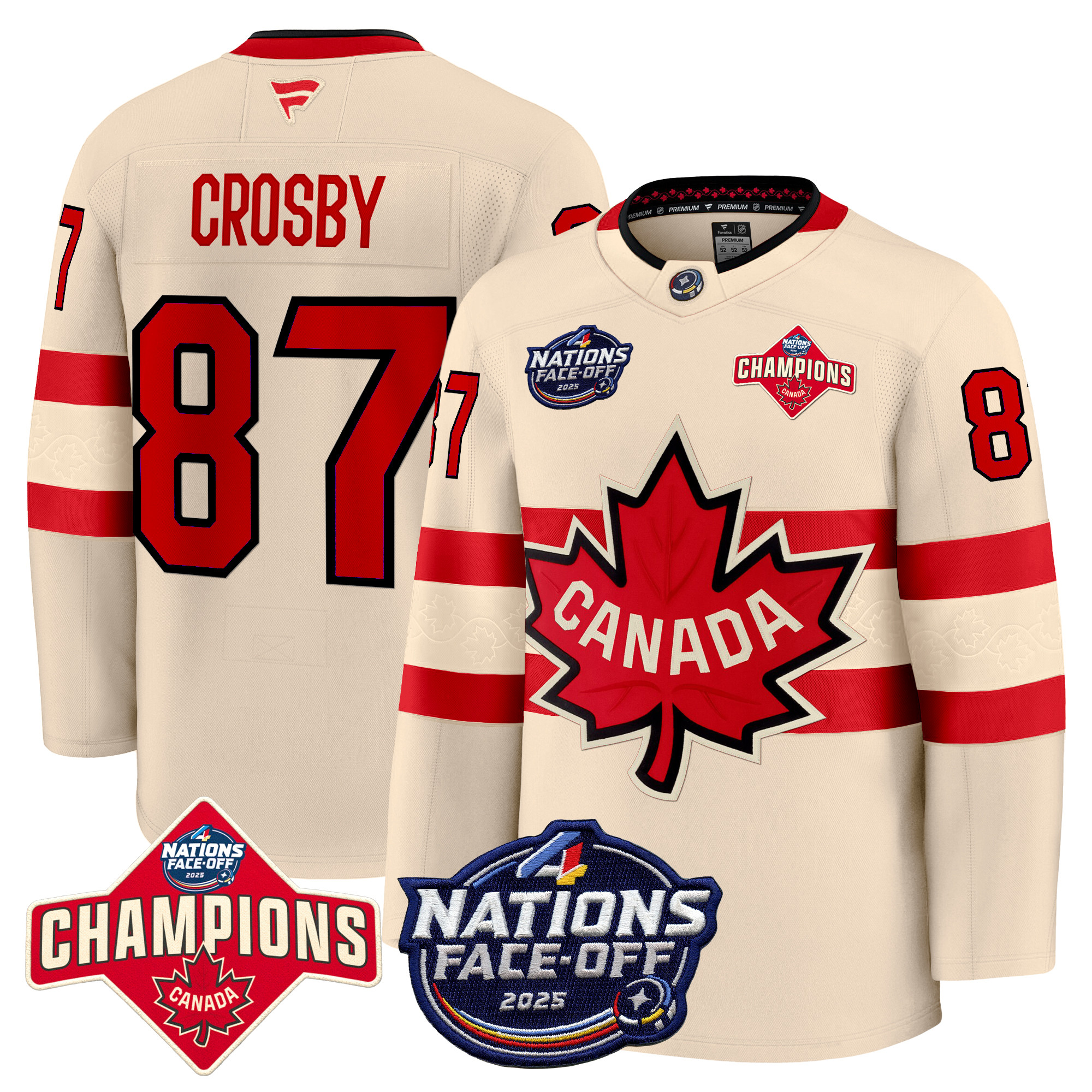 Men’s Canada 4 Nations Face-Off 2025 Champions Premium Jersey – All Stitched