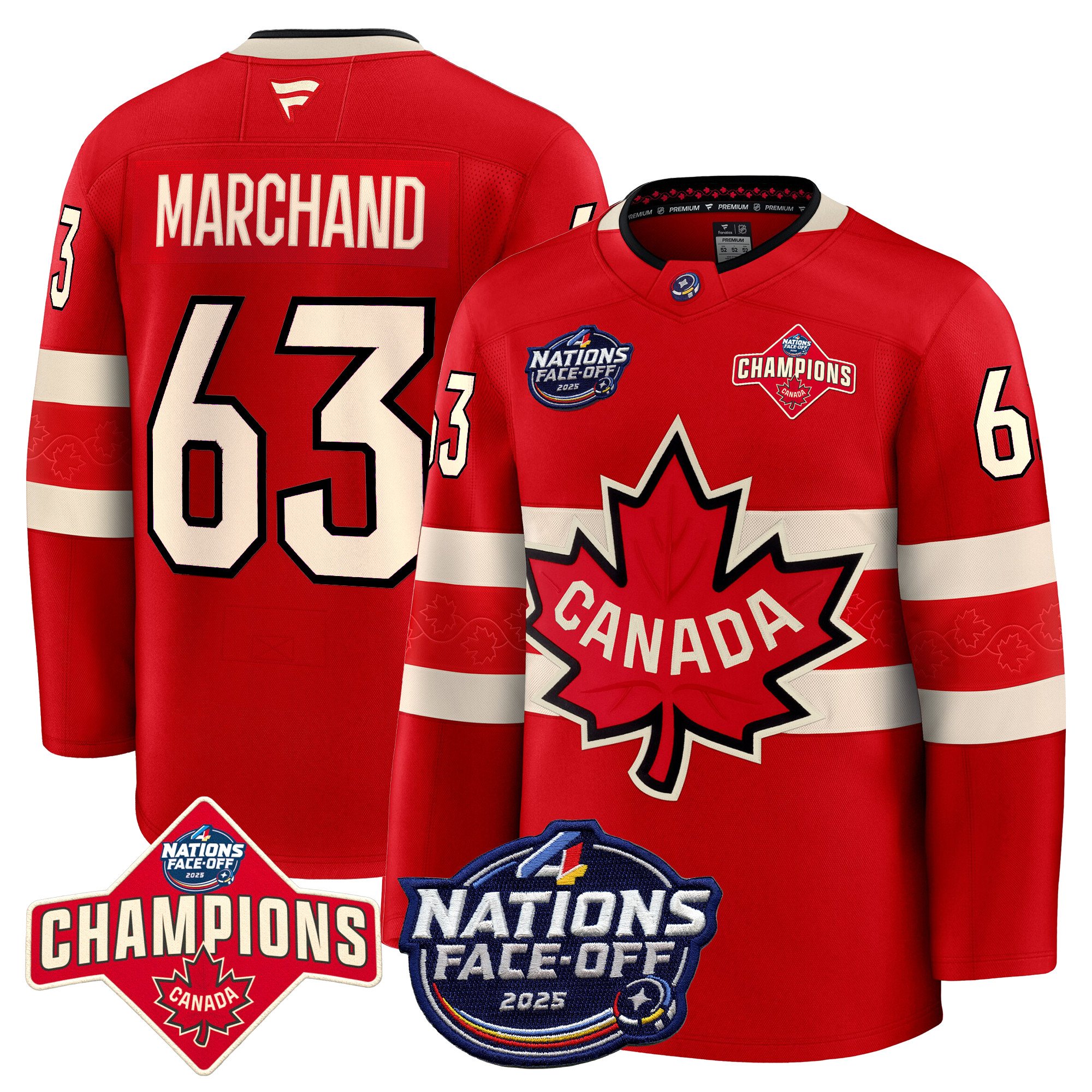 Men’s Canada 4 Nations Face-Off 2025 Champions Premium Jersey – All Stitched