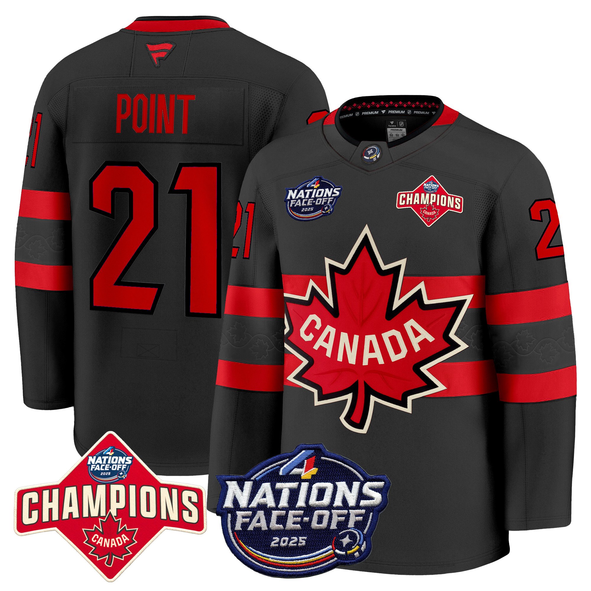 Men’s Canada 4 Nations Face-Off 2025 Champions Premium Jersey – All Stitched