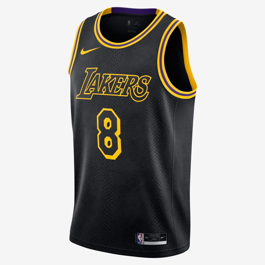 Men's Los Angeles Lakers Black Front #8 Back #24 Kobe Bryant With Gigi Patch Stitched Jersey