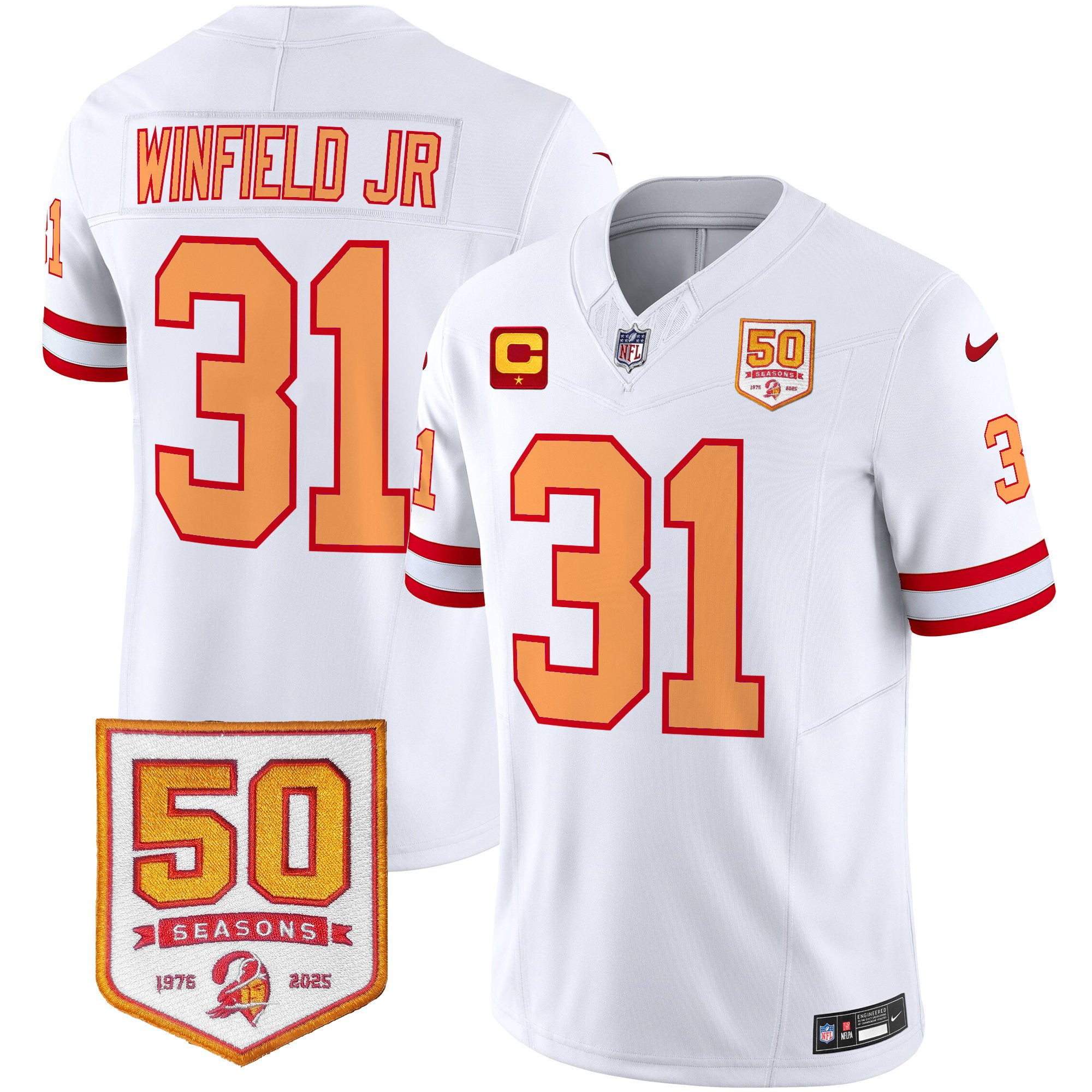 Men’s Tampa Bay Buccaneers Throwback 50th Season Patch Vapor Limited Jersey – All Stitched