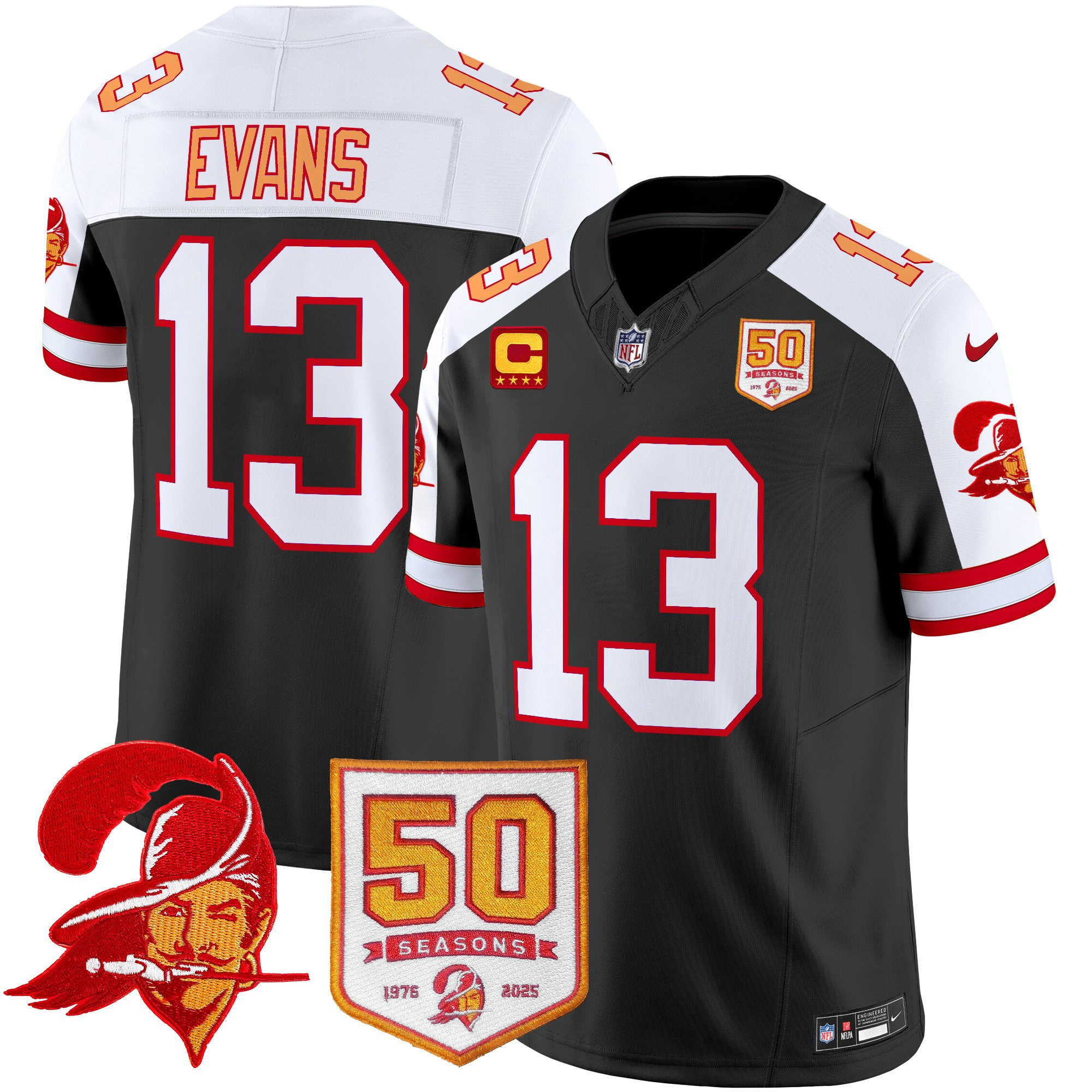 Men’s Tampa Bay Buccaneers Throwback 50th Season Patch Vapor Limited Jersey – All Stitched