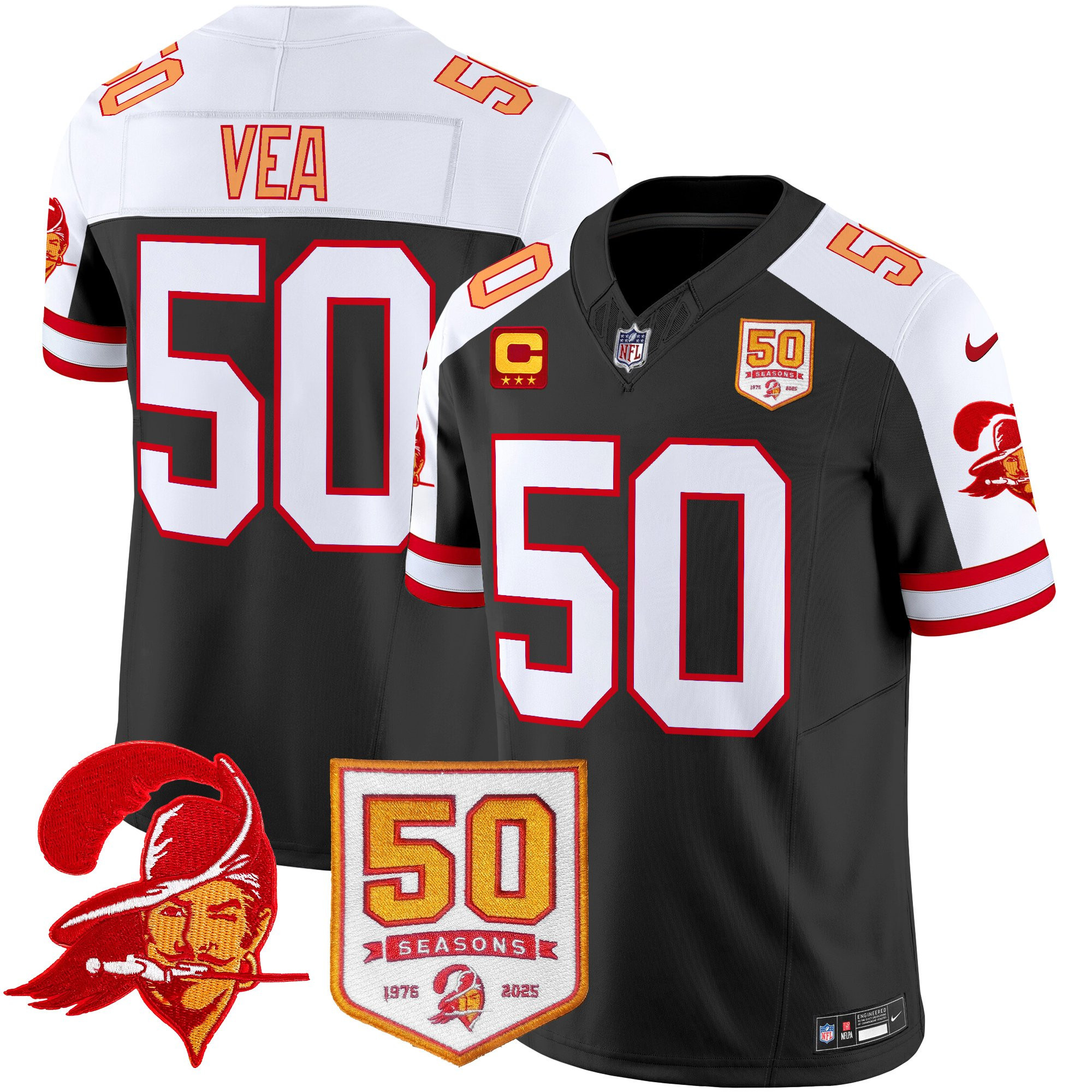 Men’s Tampa Bay Buccaneers Throwback 50th Season Patch Vapor Limited Jersey – All Stitched
